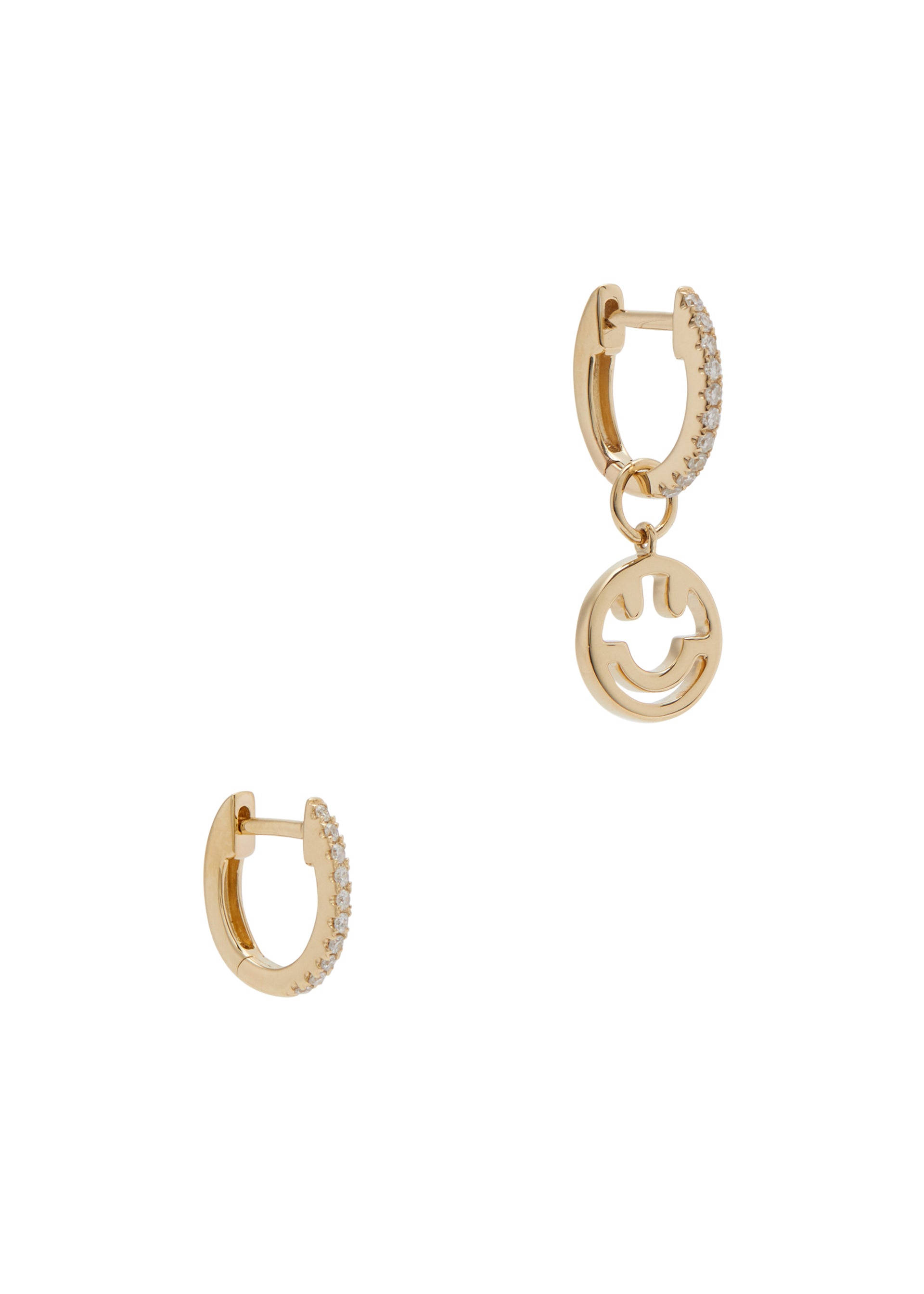 Smiley Face 9kt gold hoop earrings