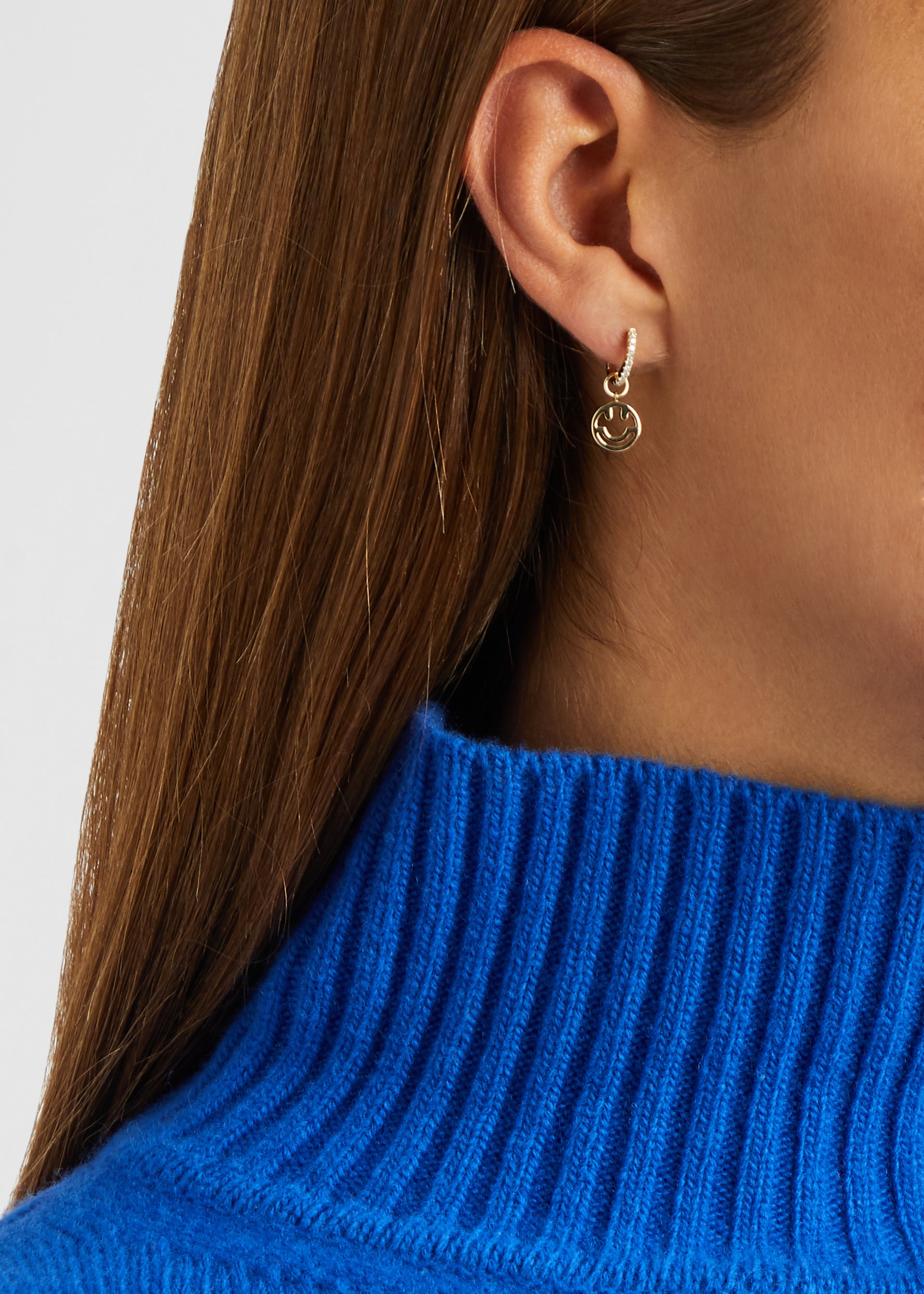 Smiley Face 9kt gold hoop earrings