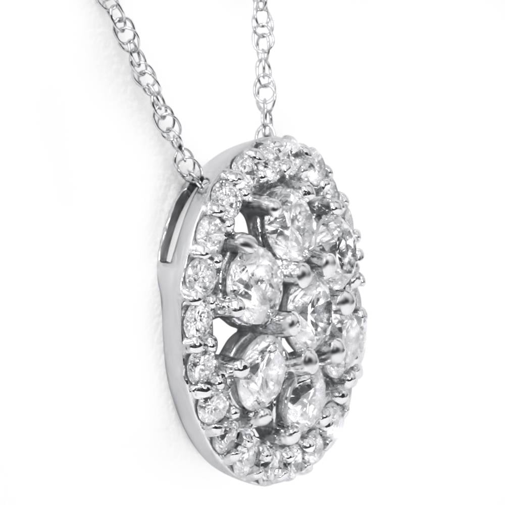 1 ct Diamond Halo Pendant 14K White Gold