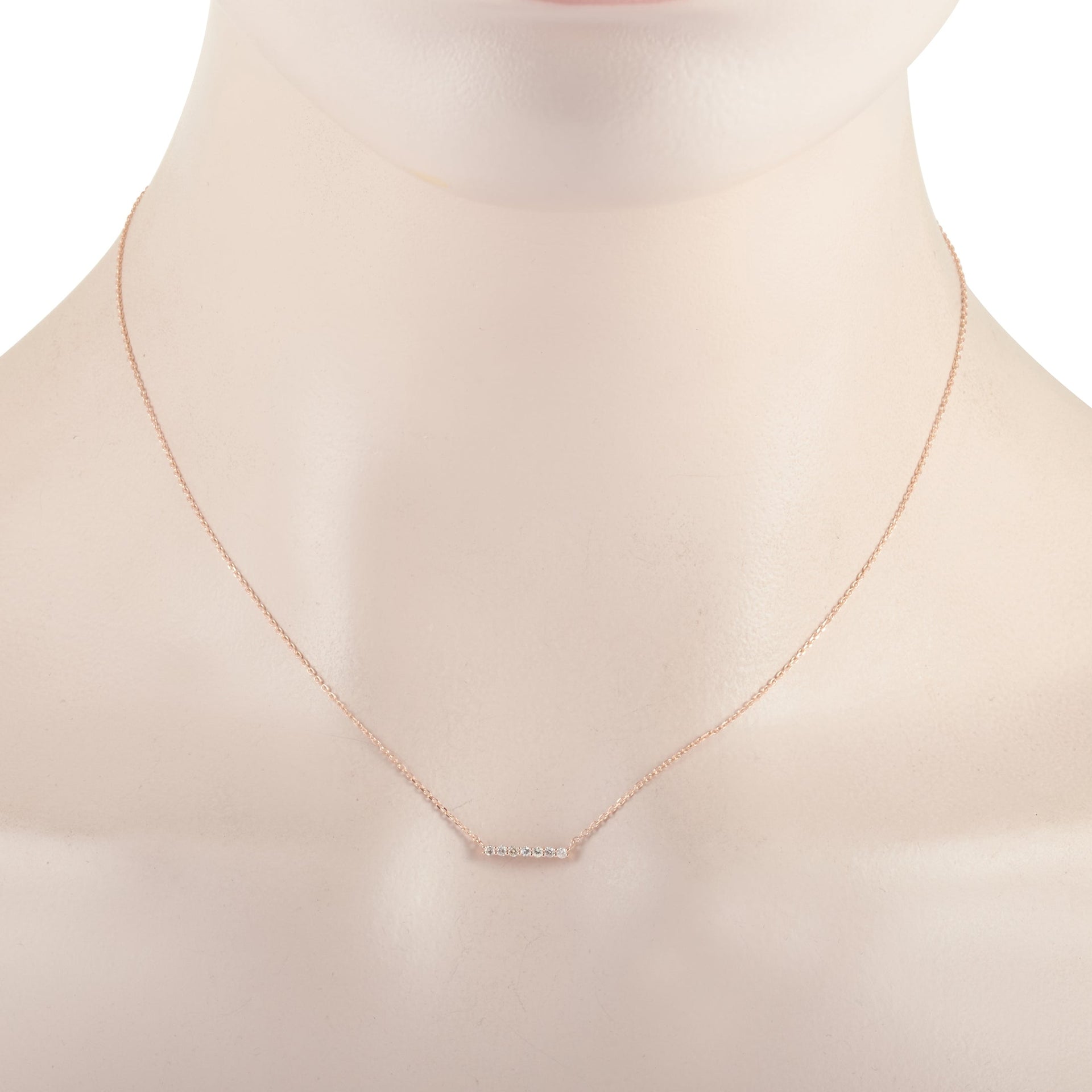 LB Exclusive 14K Rose Gold 0.10ct Diamond Bar Necklace