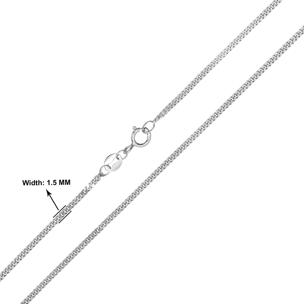 14K White Gold 0.6Mm Classic Box Chain With Spring Ring Clasp - 20 Inch