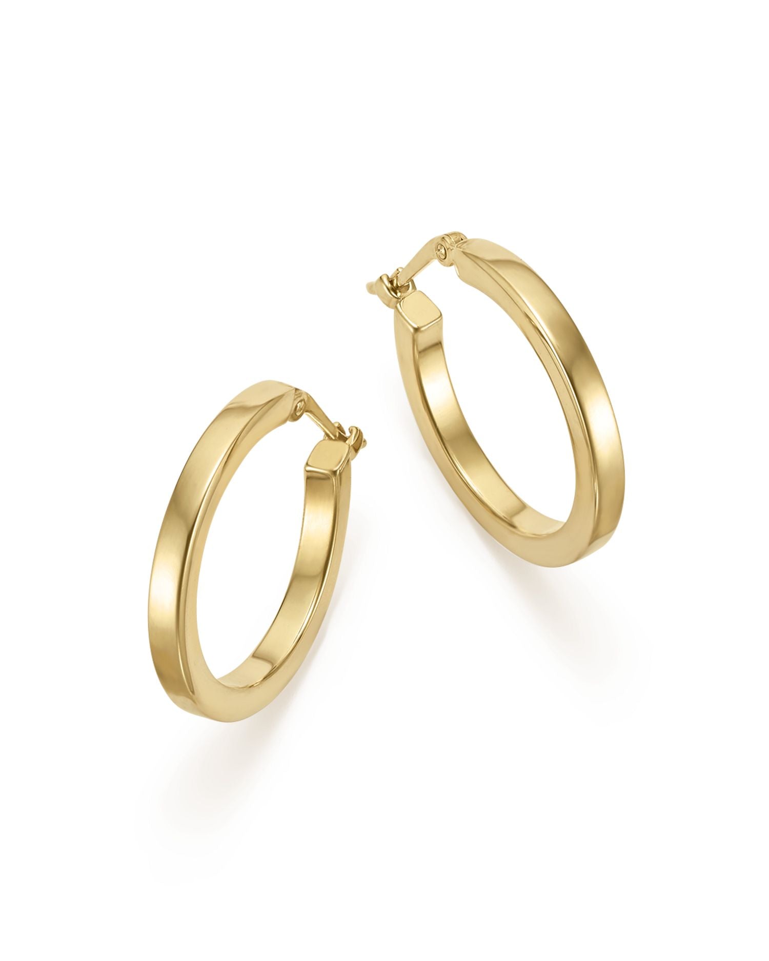 14K Yellow Gold Square Tube Hoop Earrings - Exclusive