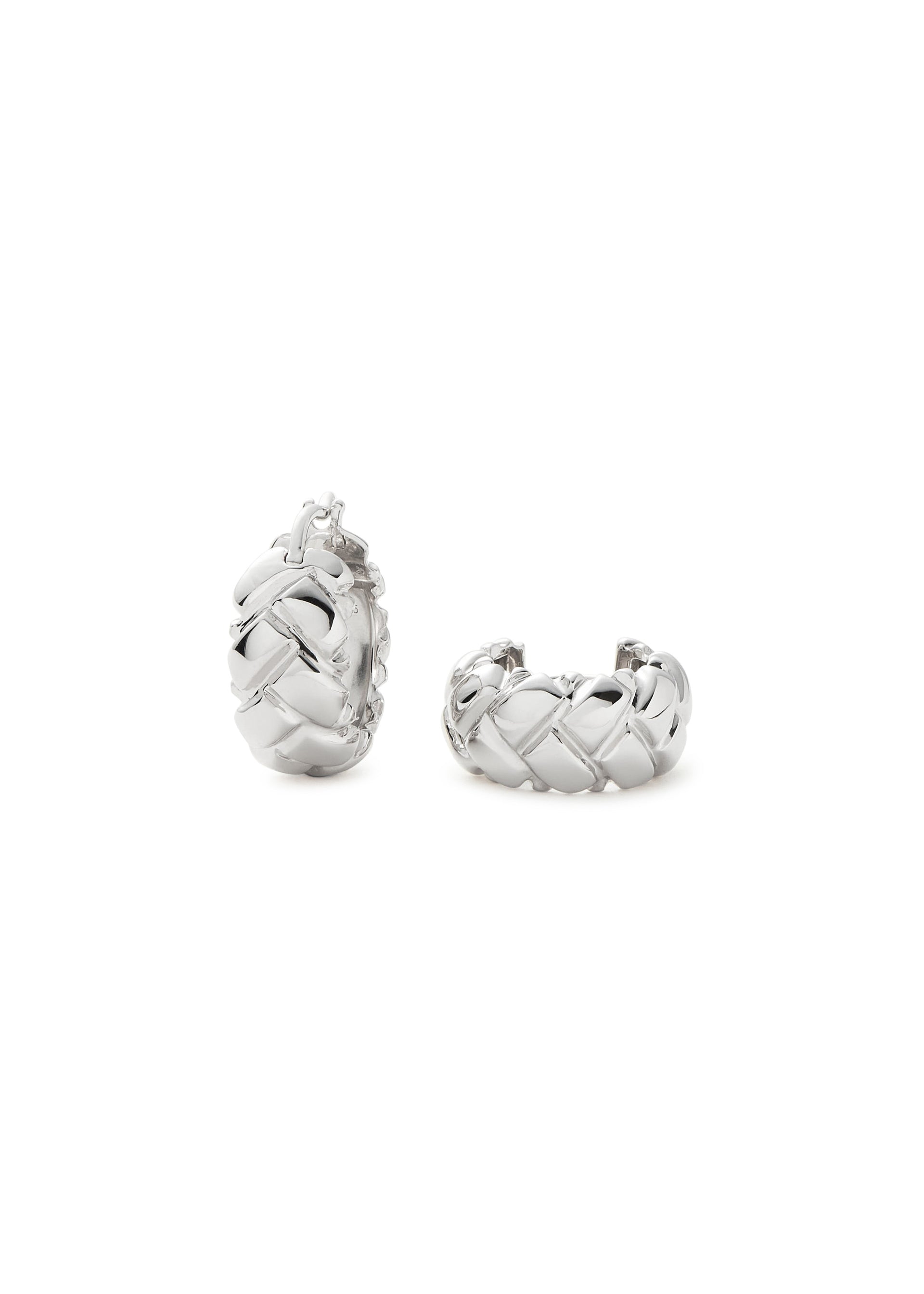 X Lucy Williams Waffle mini rhodium-plated hoop earrings