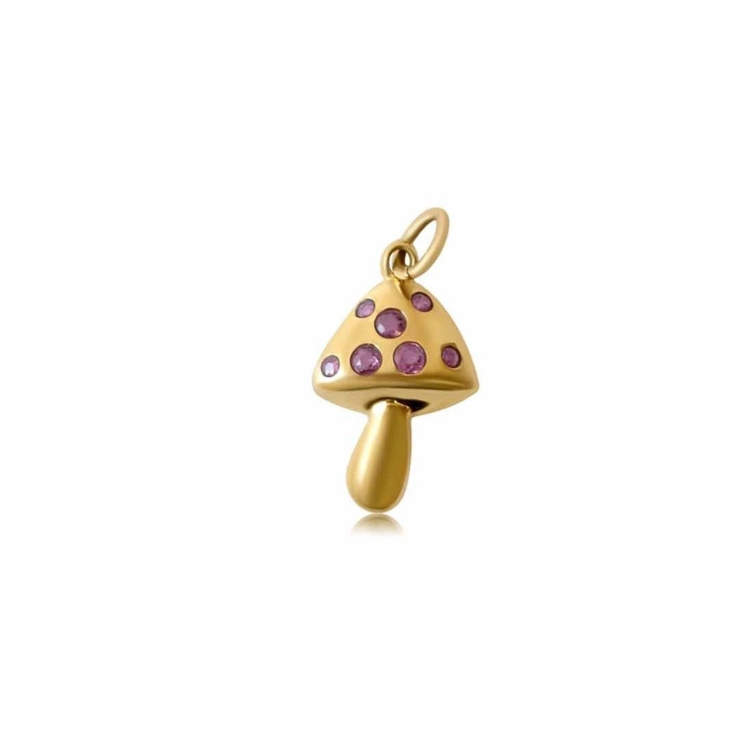 Gold Ruby Mushroom Pendant