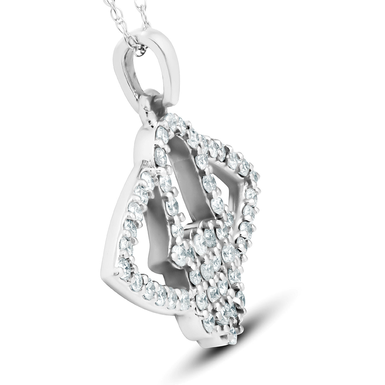 1/2 Ct Diamond Hamsa Evil Eye Hand Pendant 14k White Gold