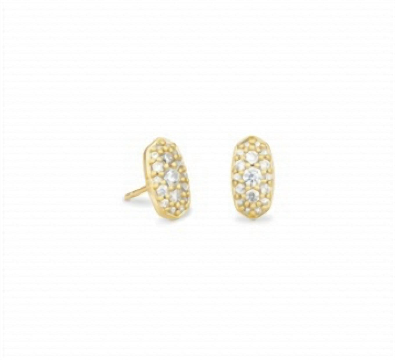 Grayson Gold Stud Earrings In White Crystal