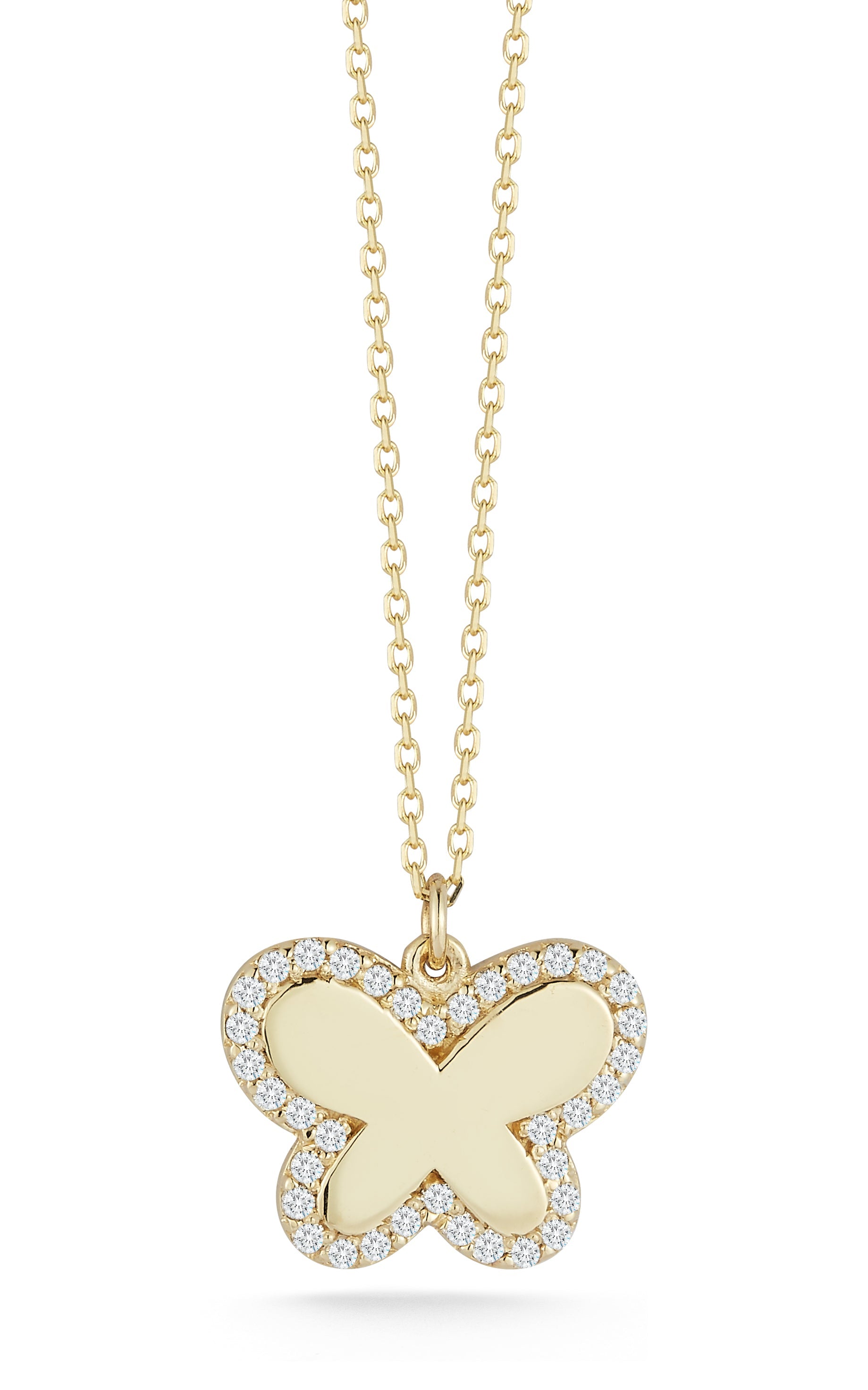 14K Gold & Diamond Butterfly Necklace