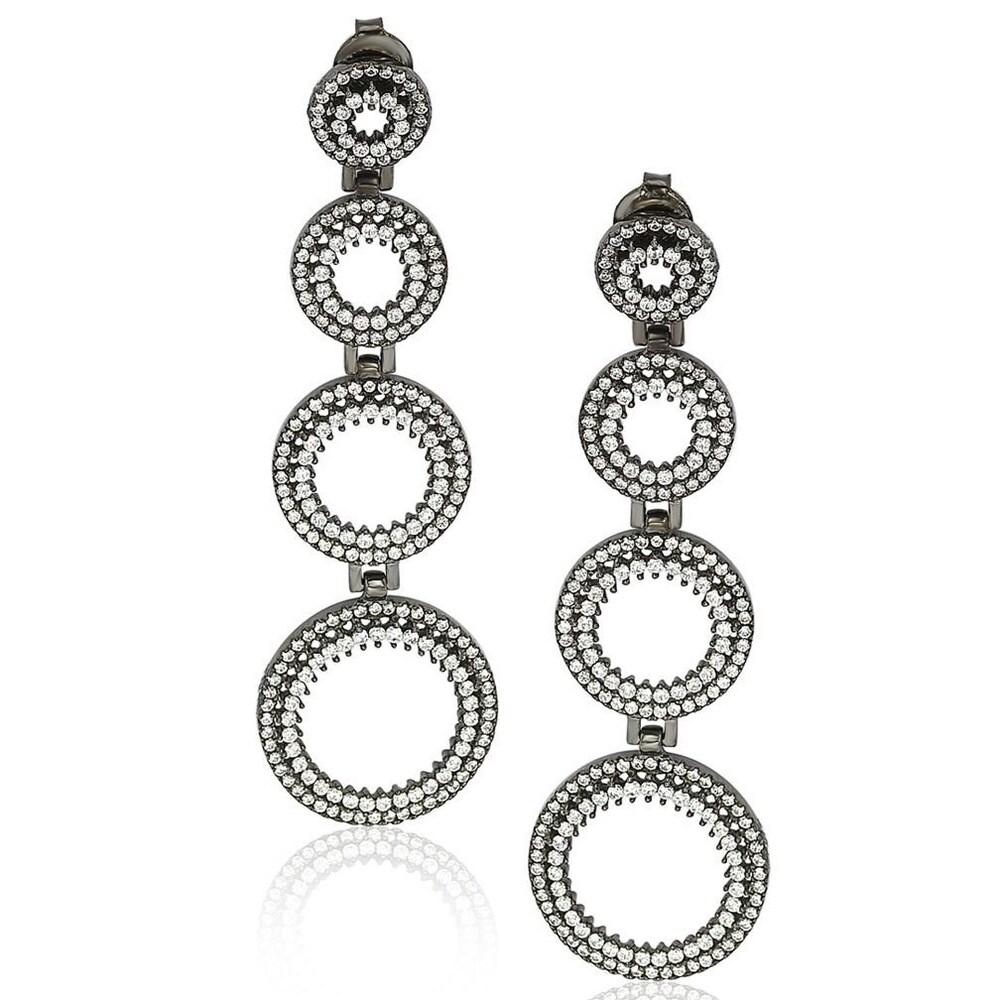 Suzy Levian Sterling Silver Cubic Zirconia Graduating Circle Earrings