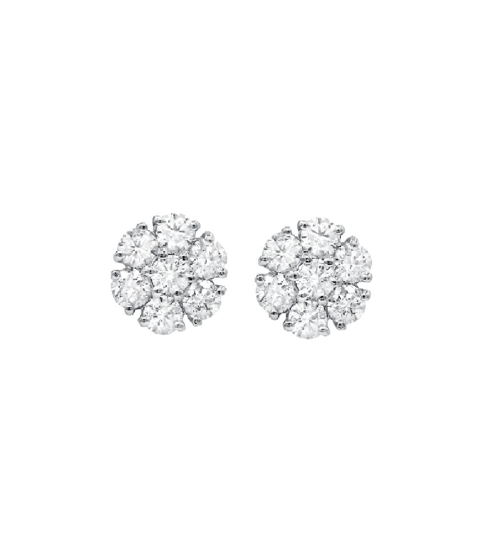 14K White Gold 0.50ct Flower Stud Earrings