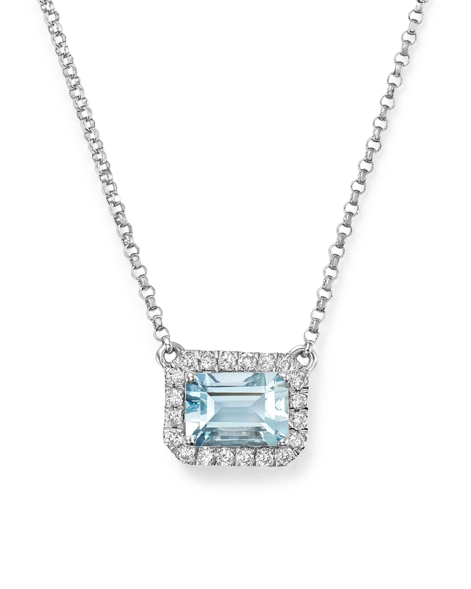 Aquamarine & Diamond Pendant Necklace in 14K White Gold, 17' - Exclusive