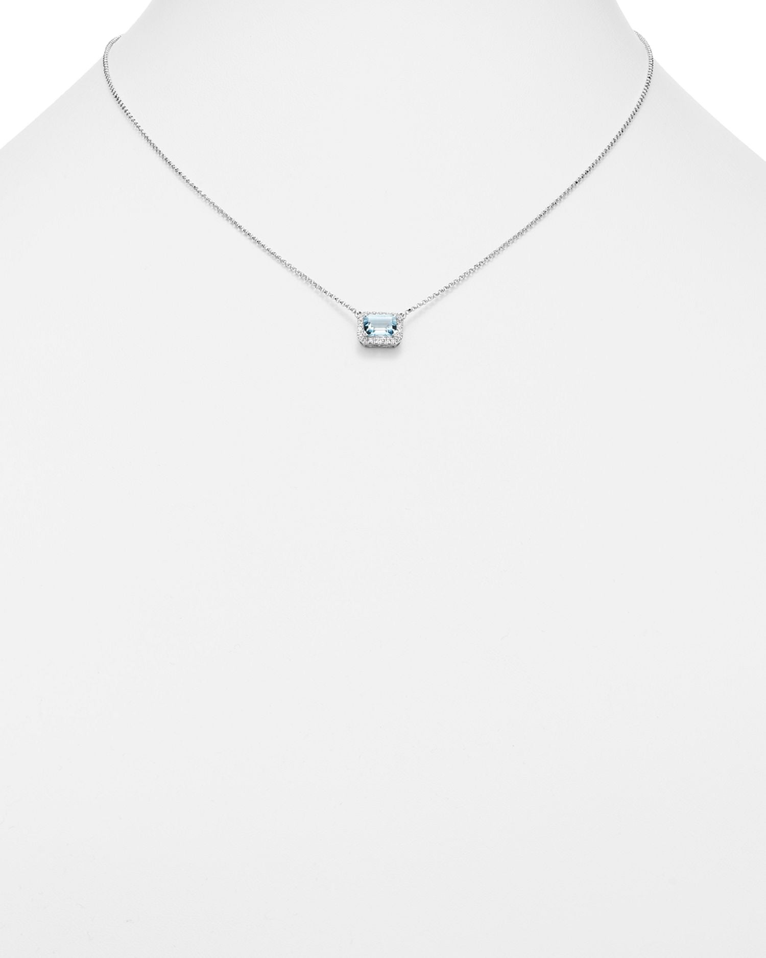 Aquamarine & Diamond Pendant Necklace in 14K White Gold, 17' - Exclusive