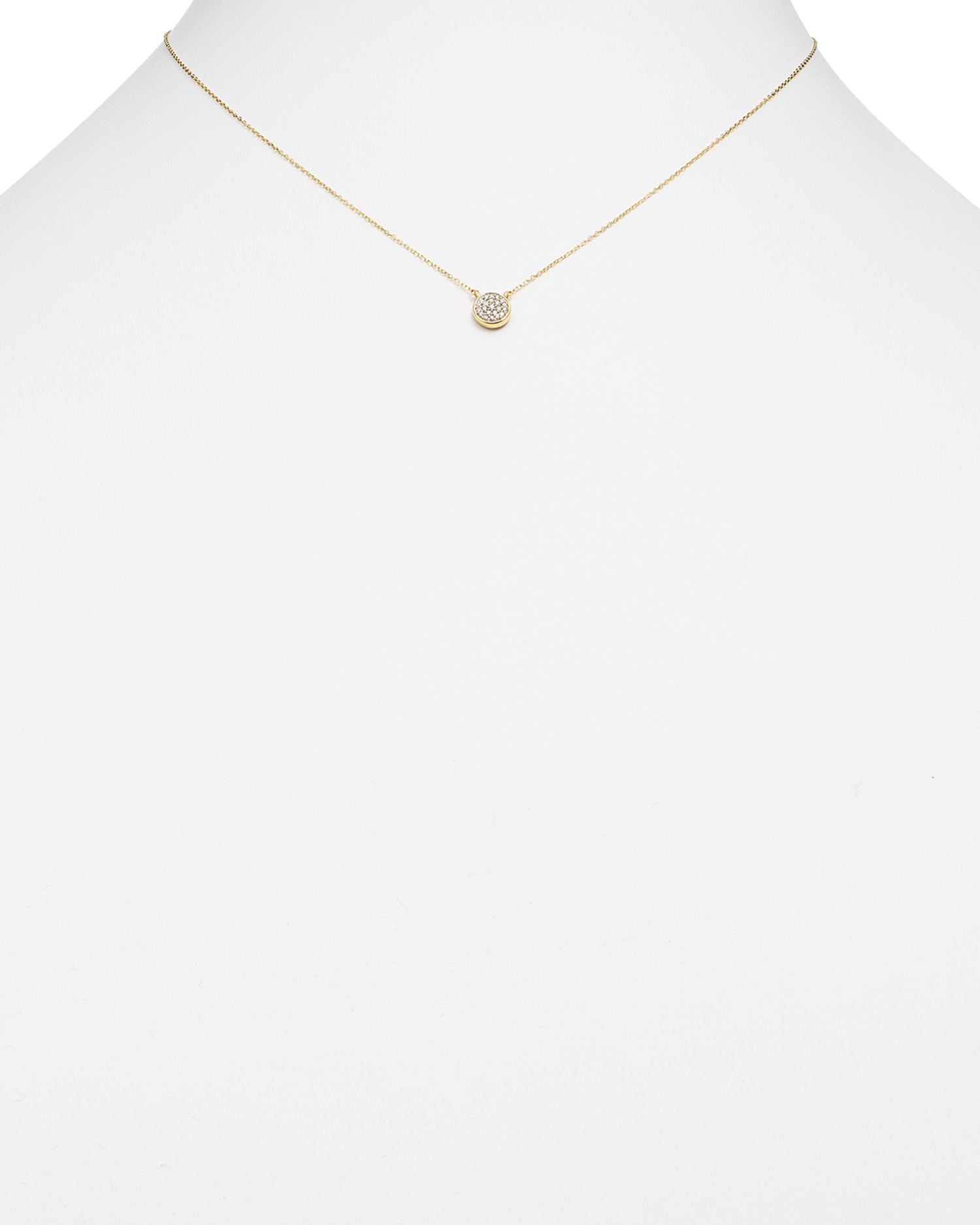 14K Gold Pavé Diamond Disc Necklace, 15'