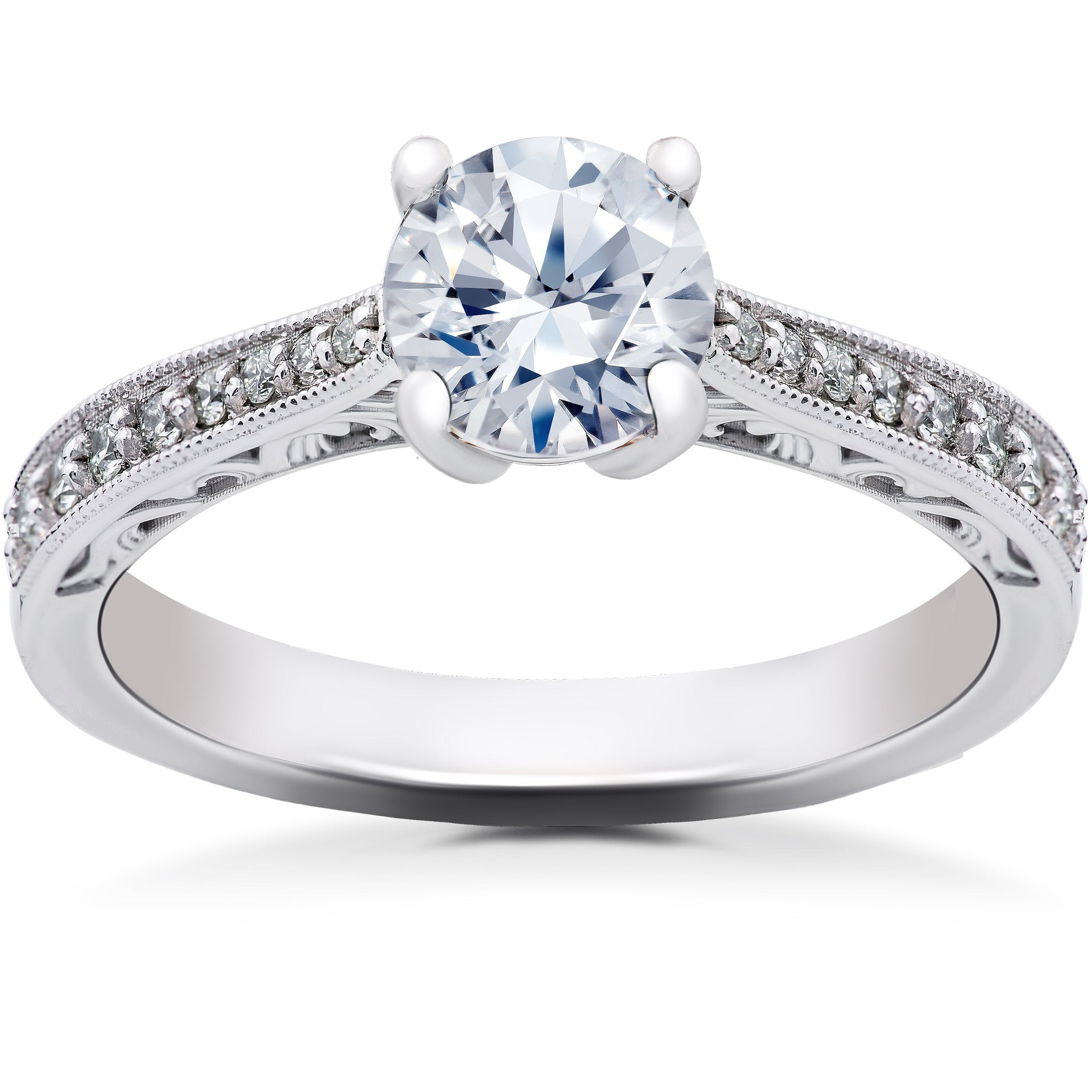 5/8 ct Lab Created Diamond Angelica Vintage Engagement Ring 14k White Gold