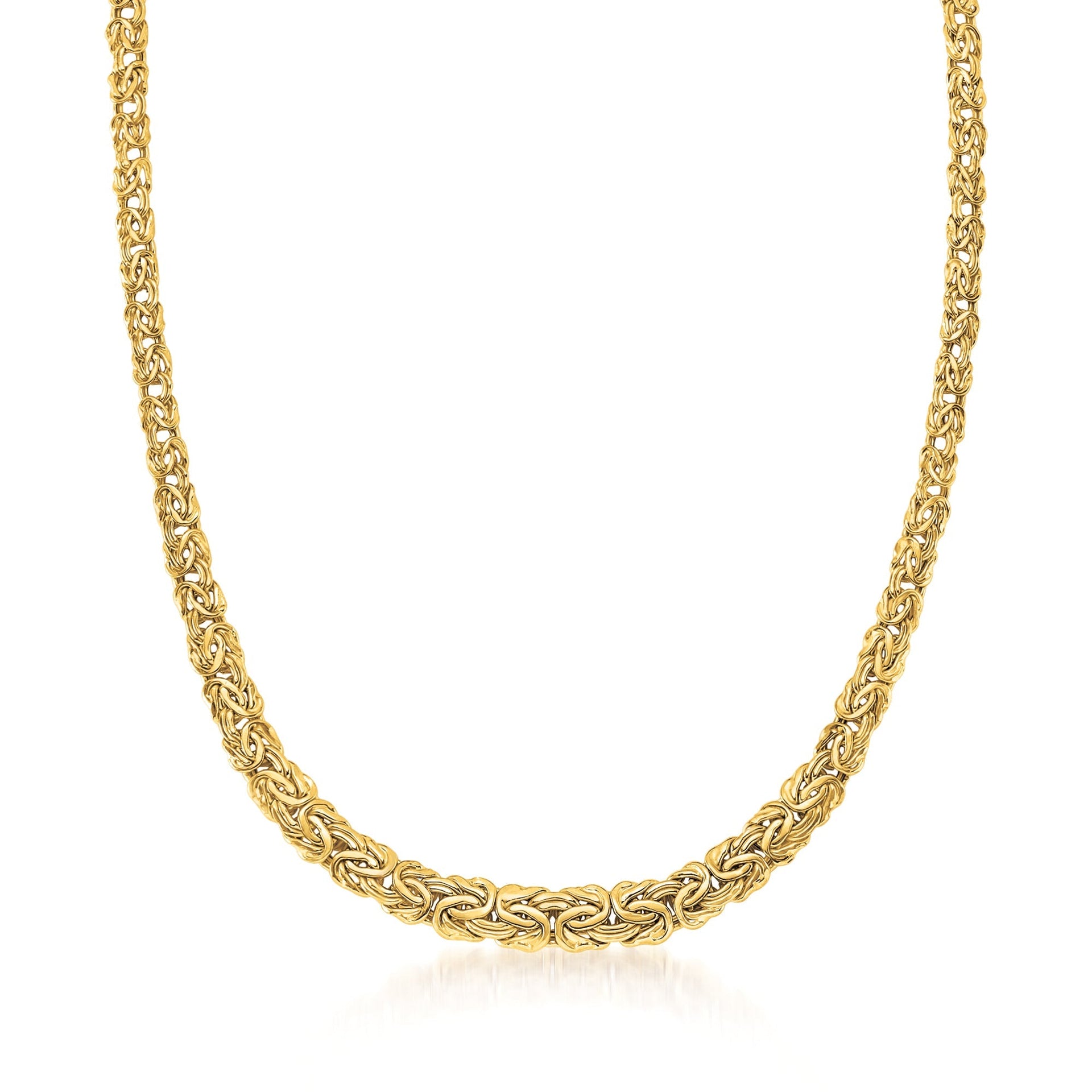 10kt Yellow Gold Graduated Byzantine Necklace