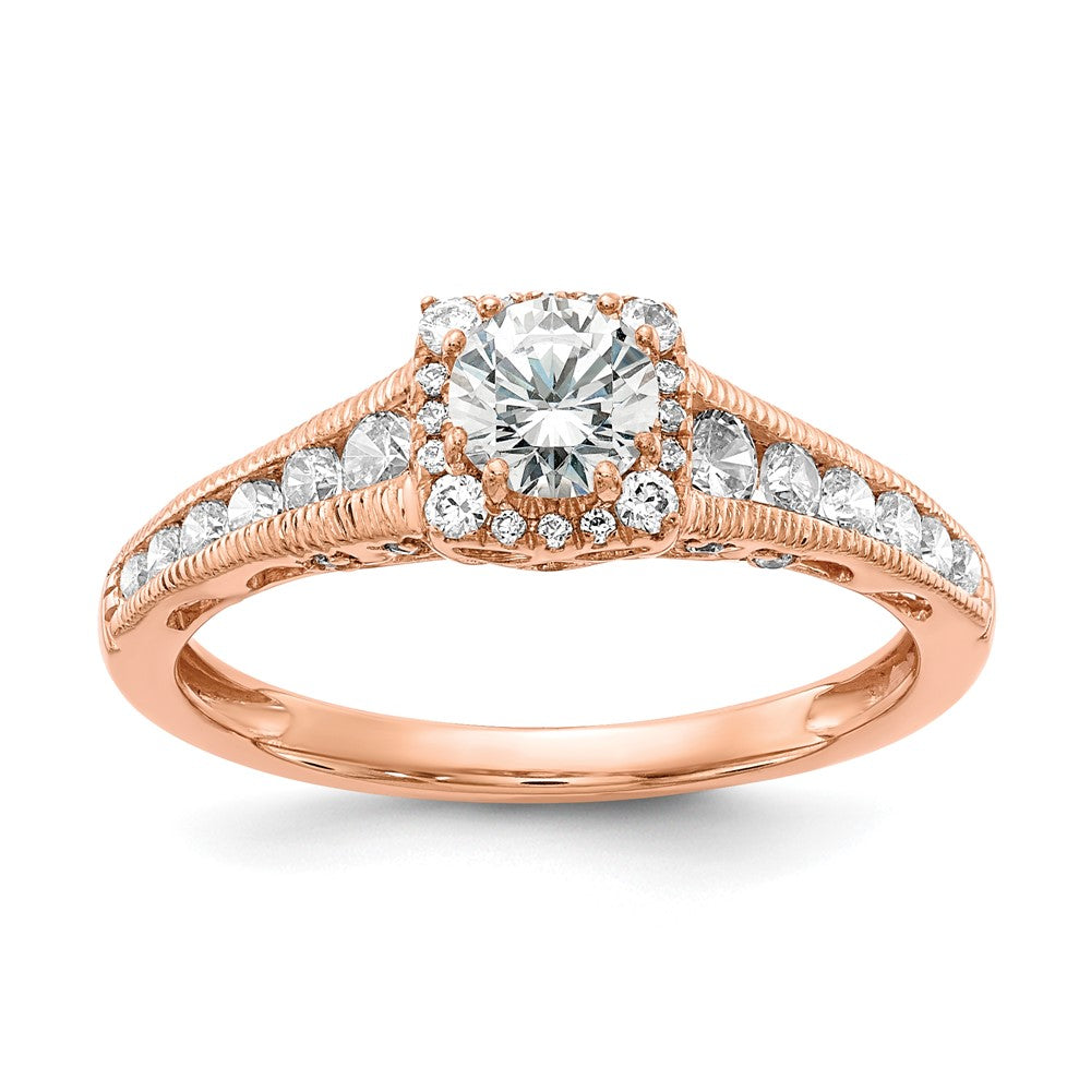 14k Rose Gold Lab Grown Diamond Engagement Ring 0.9ct Clarity- VS Color- G-H