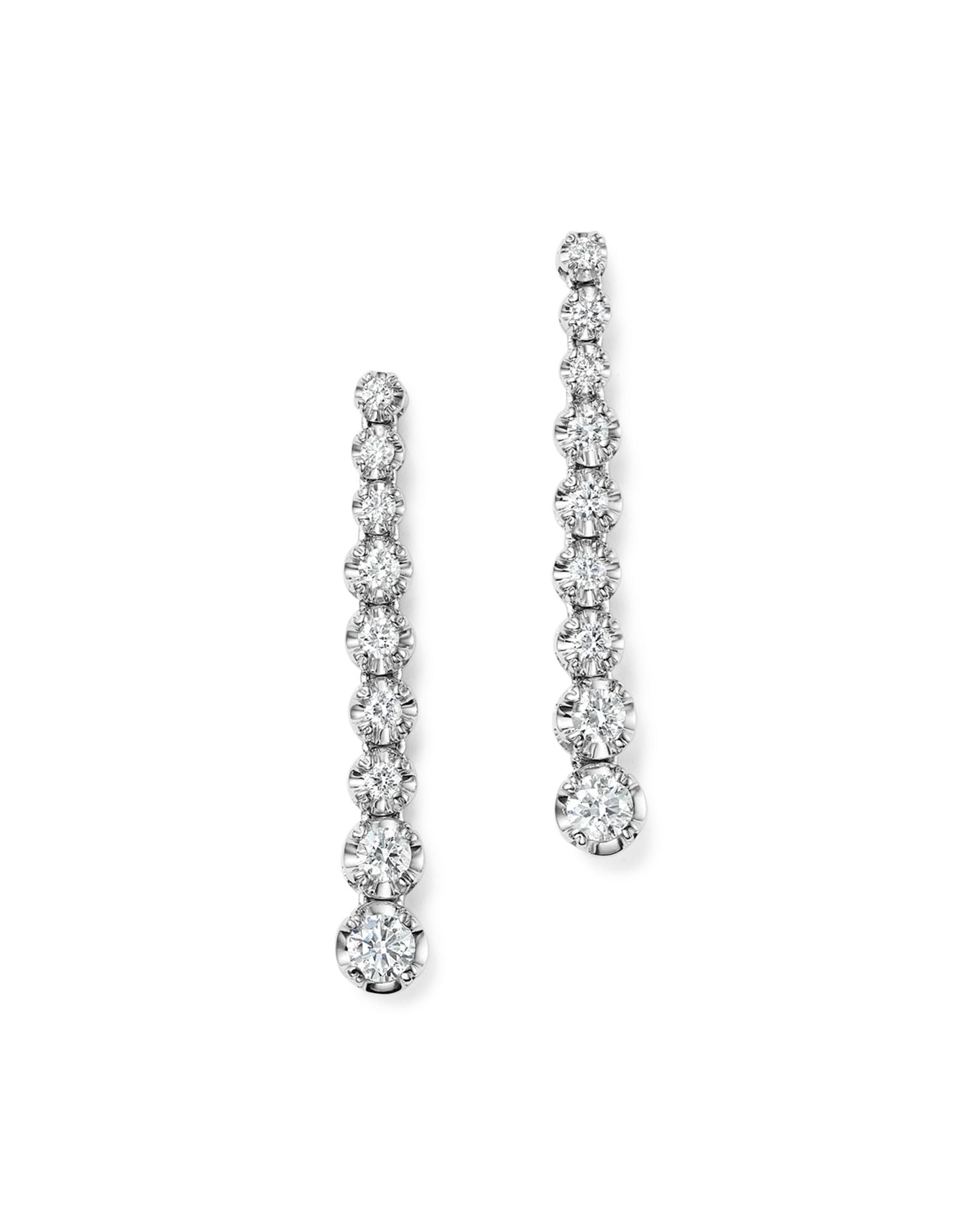 Diamond Graduated Drop Earrings in 14K White Gold, 0.80 ct. t.w. - Exclusive