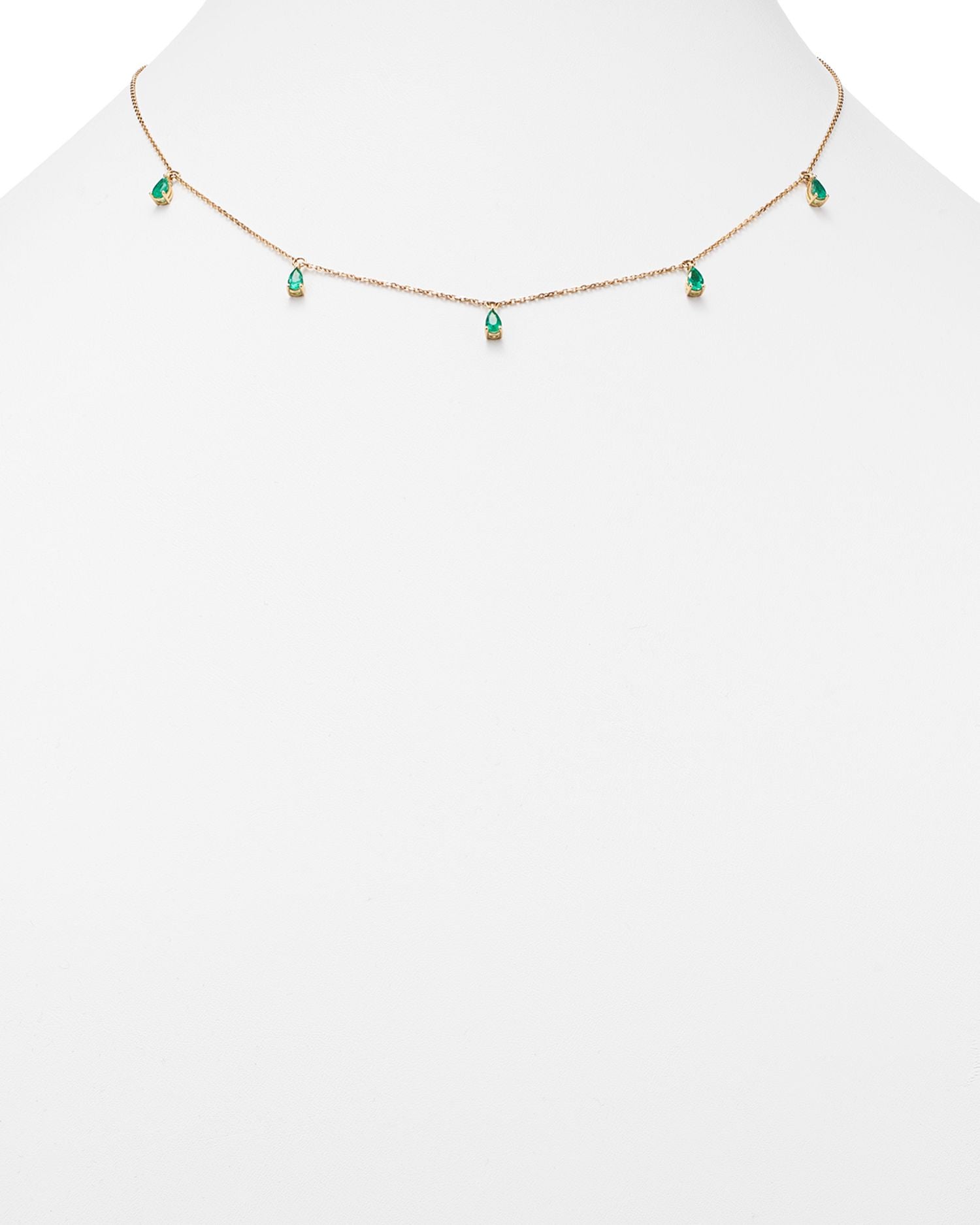 Emerald Teardrop Charm Necklace in 14K Yellow Gold, 17" - Exclusive