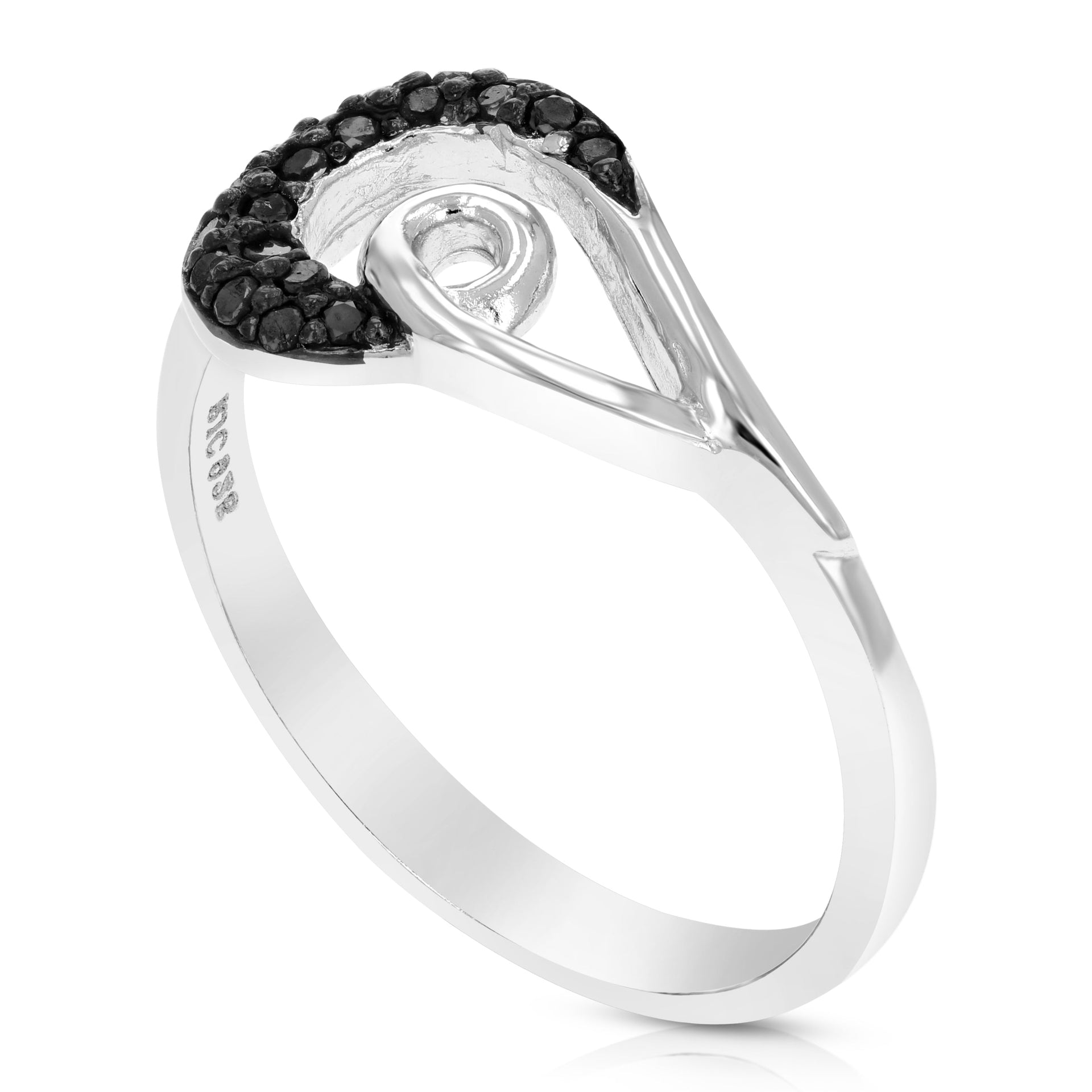 1/5 cttw Black Diamond Ring .925 Sterling Silver with Rhodium Plating