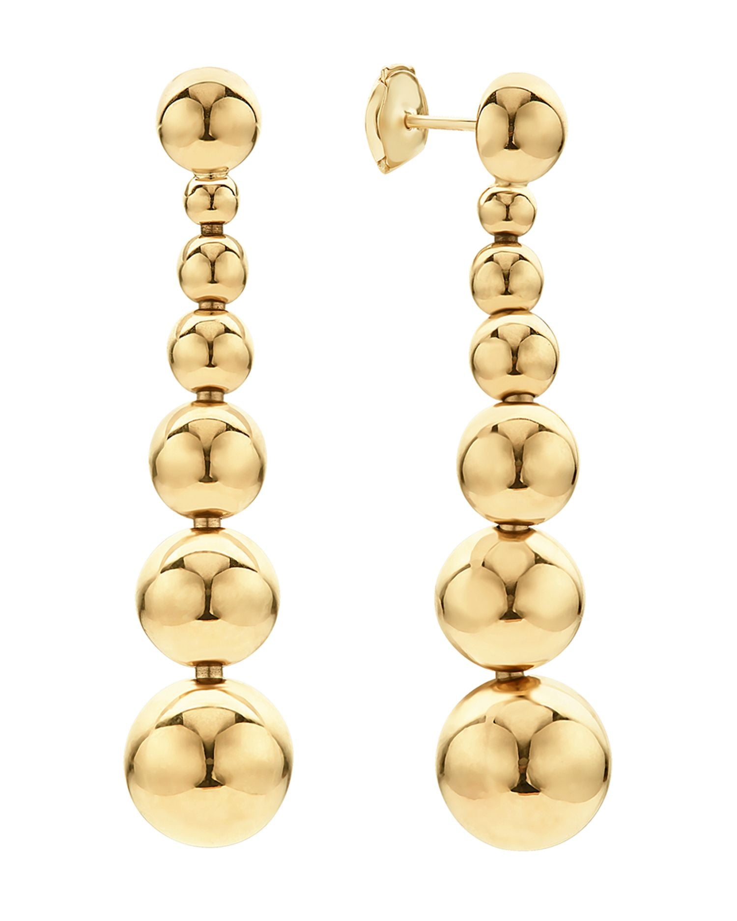 Caviar Gold Collection 18K Gold Graduated Seven Bead Drop Earrings