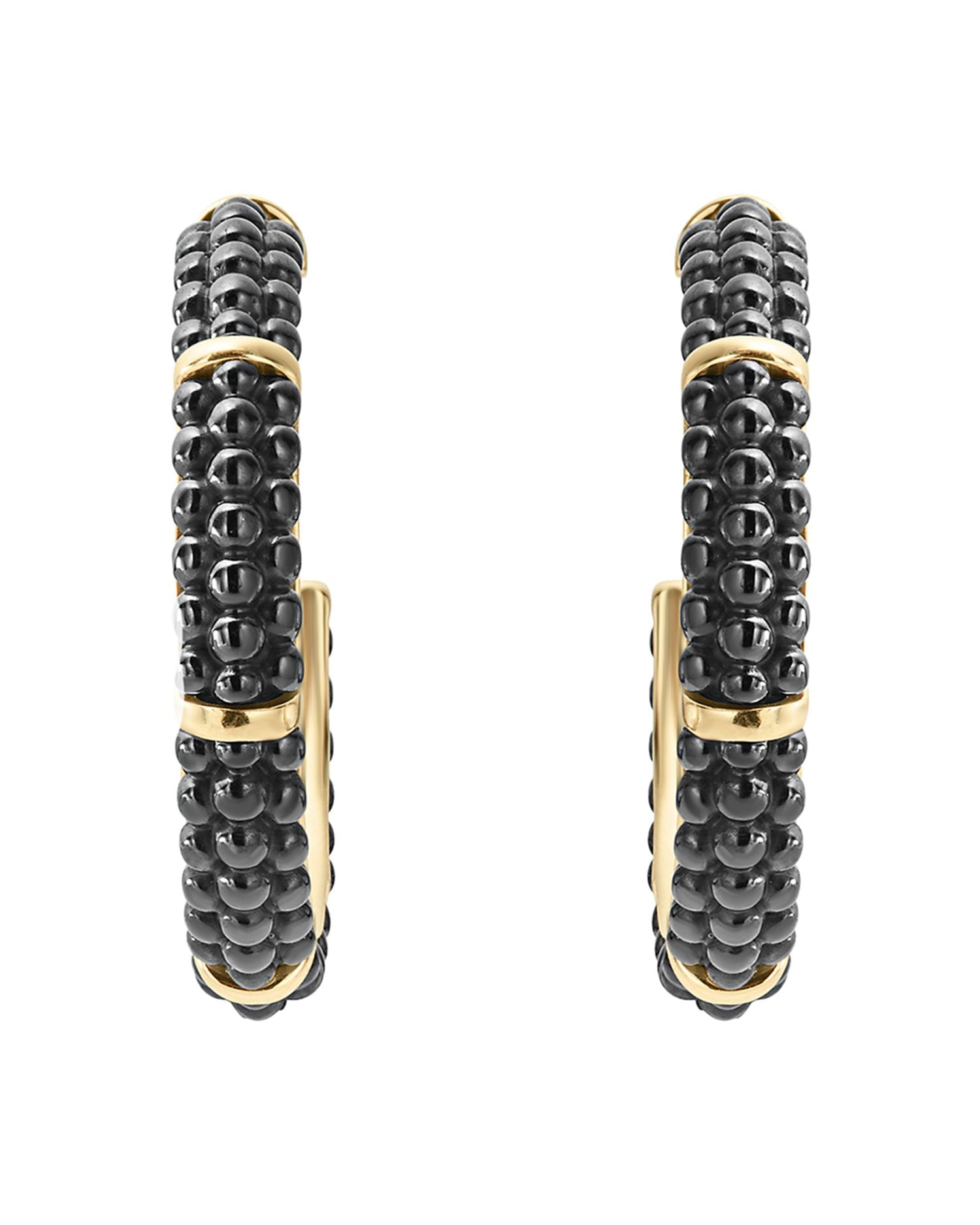 Gold & Black Caviar Collection 18K Gold & Ceramic Hoop Earrings