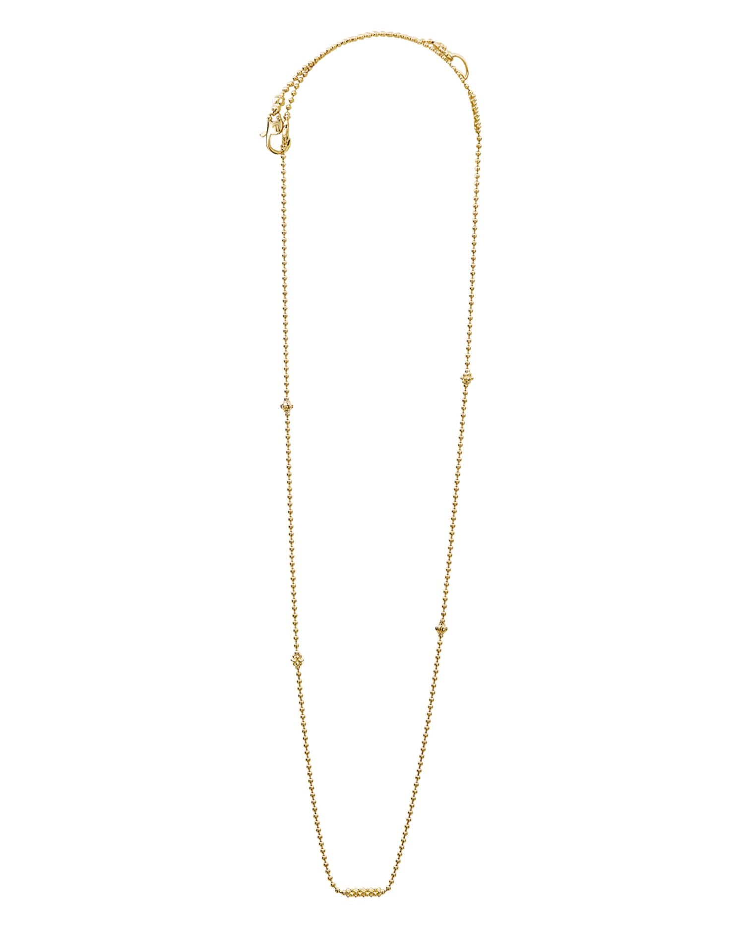 Caviar Gold Collection 18K Gold Beaded Station Necklace, 16"