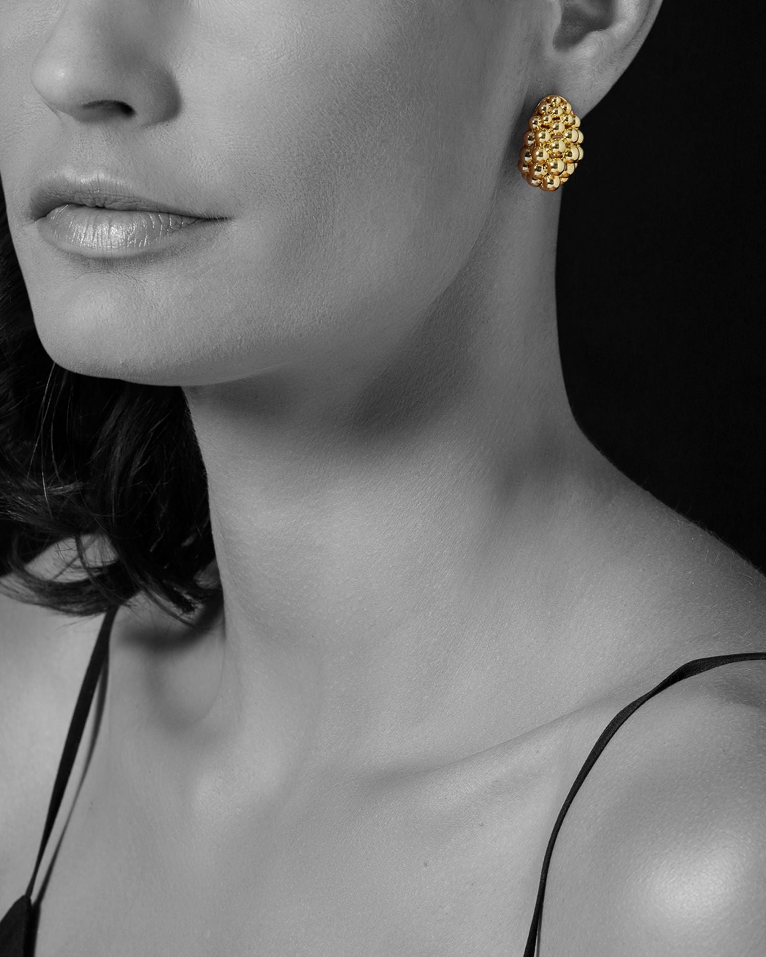 Caviar Gold Collection 18K Gold Domed Huggie Earrings