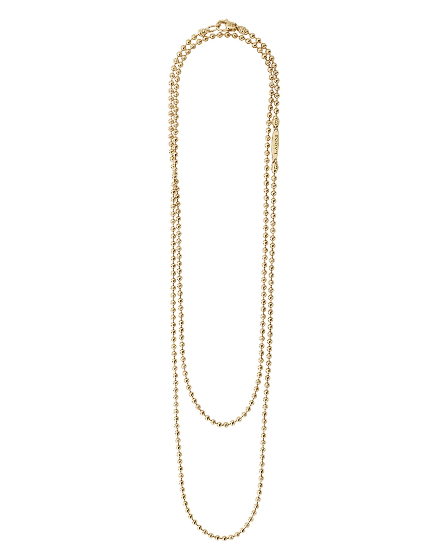 Caviar Gold Collection 18K Gold Ball Chain Necklace, 34'