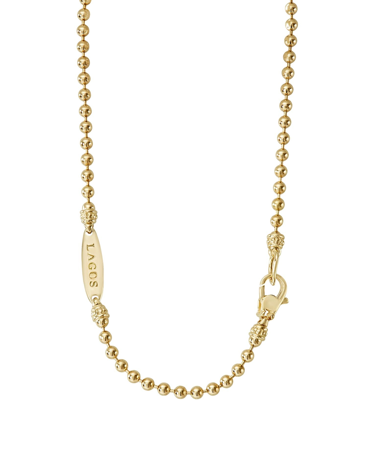 Caviar Gold Collection 18K Gold Ball Chain Necklace, 34'