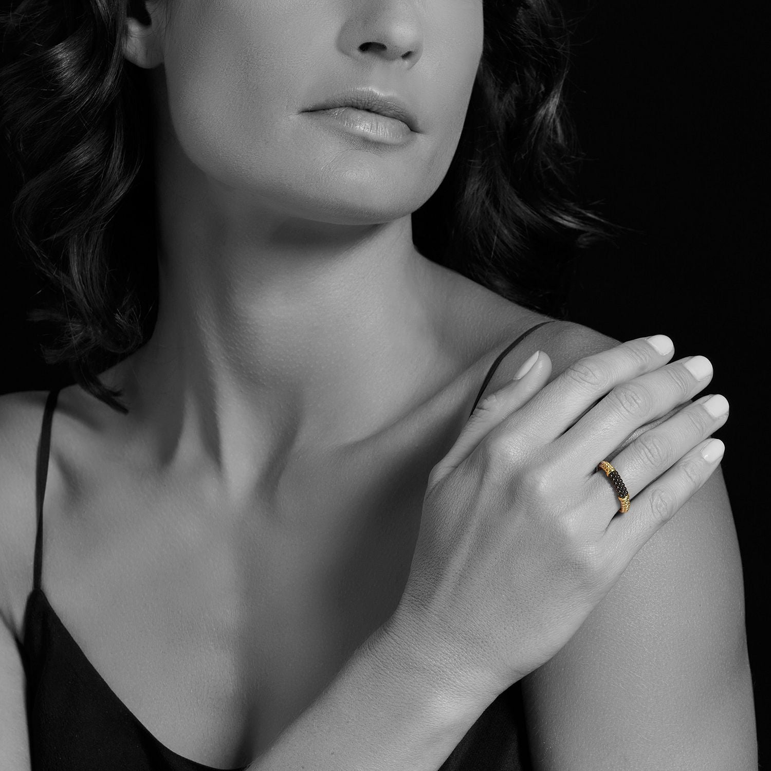 Gold & Black Caviar Collection 18K Gold & Ceramic Ring