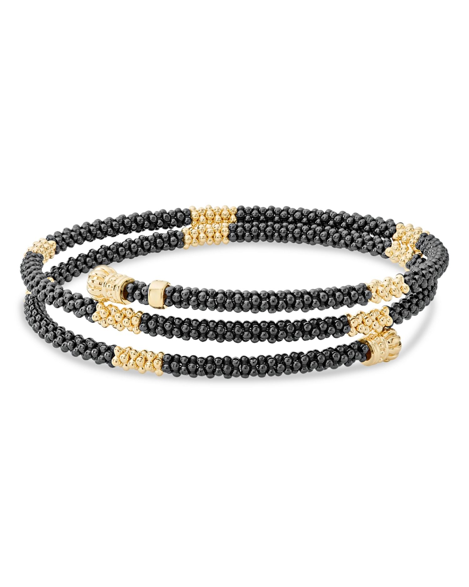 Gold & Black Caviar Collection 18K Gold & Ceramic Coil Bracelet