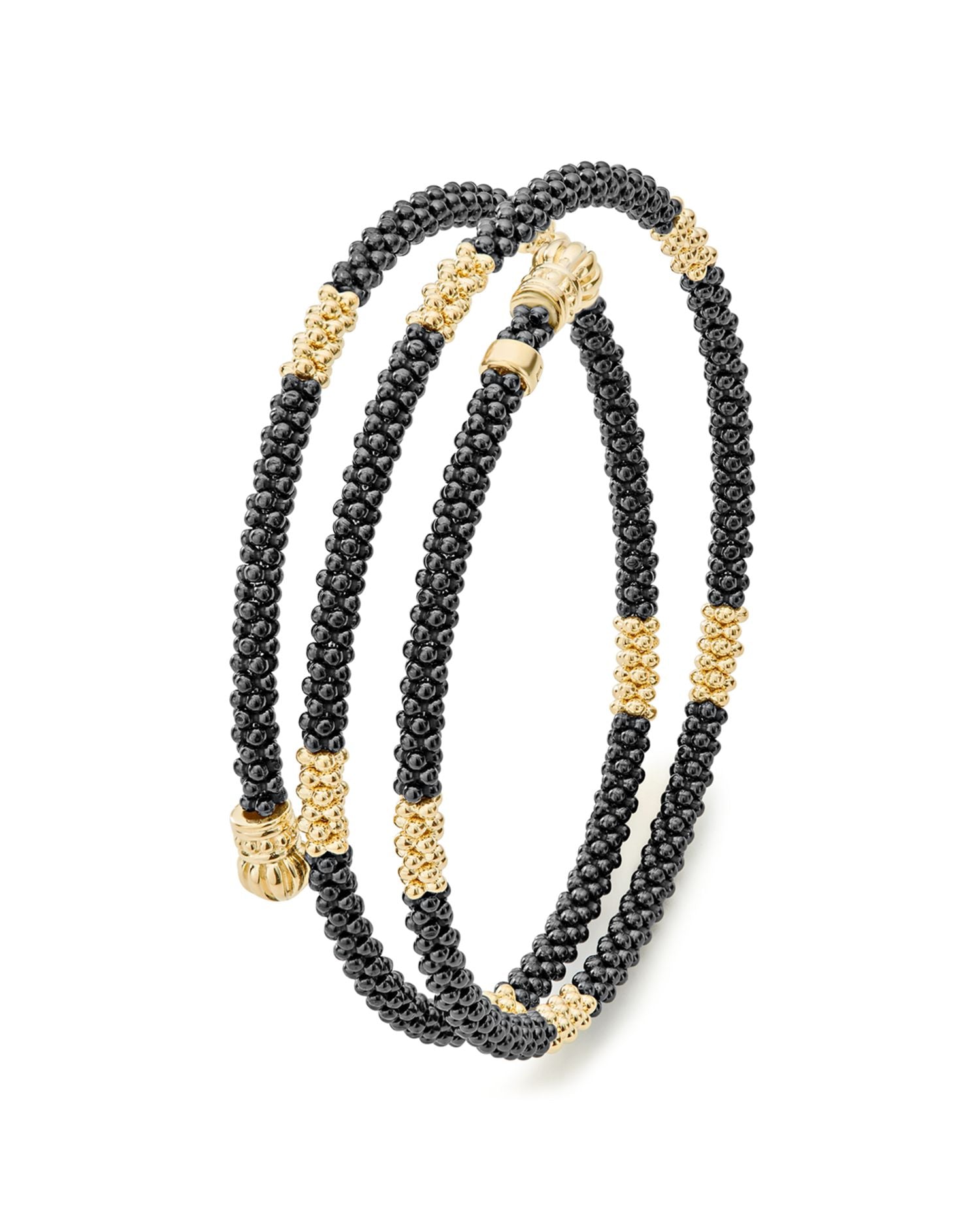 Gold & Black Caviar Collection 18K Gold & Ceramic Coil Bracelet
