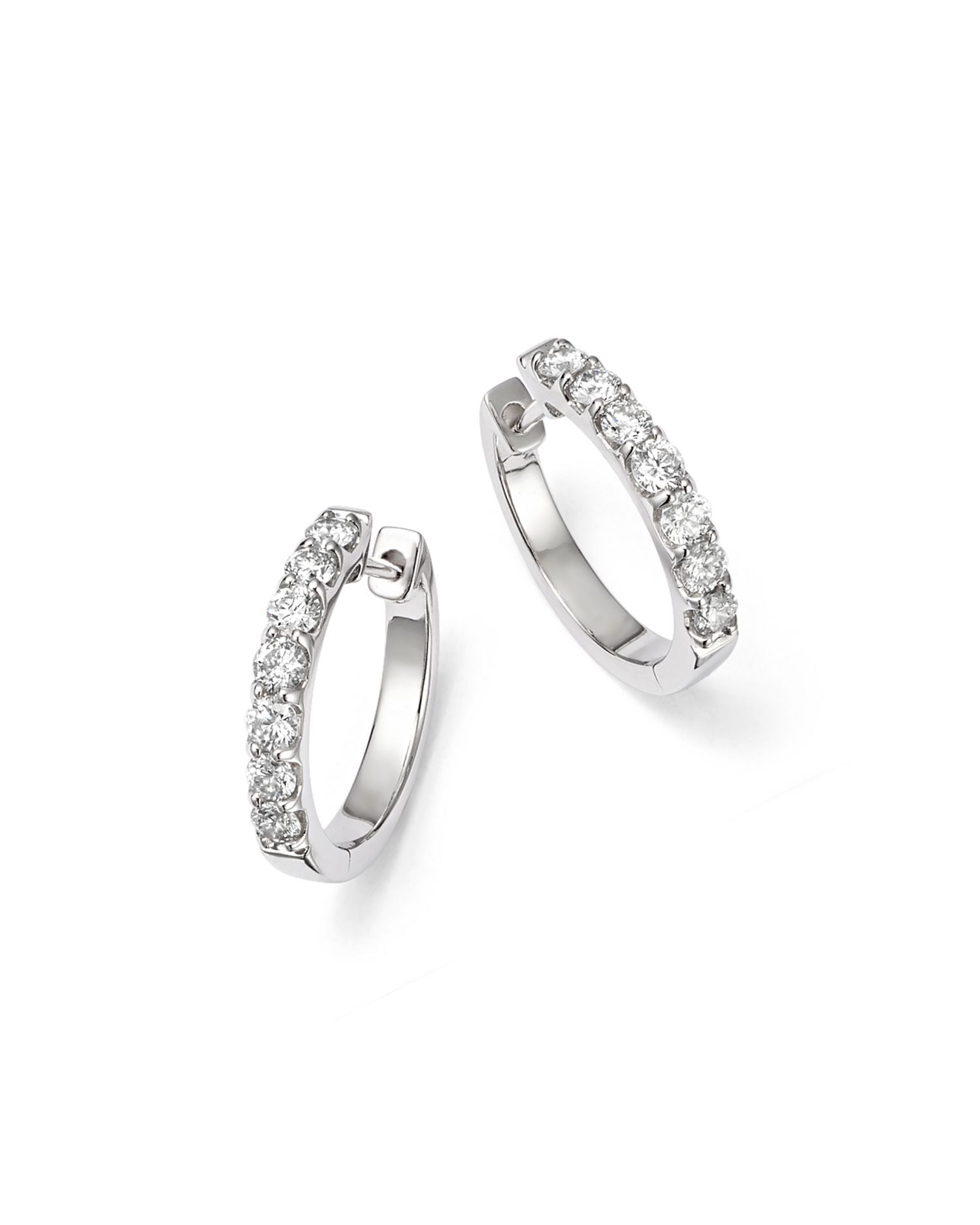Diamond Small Hoop Earrings in 14K White Gold, 0.70 ct. t.w. - Exclusive
