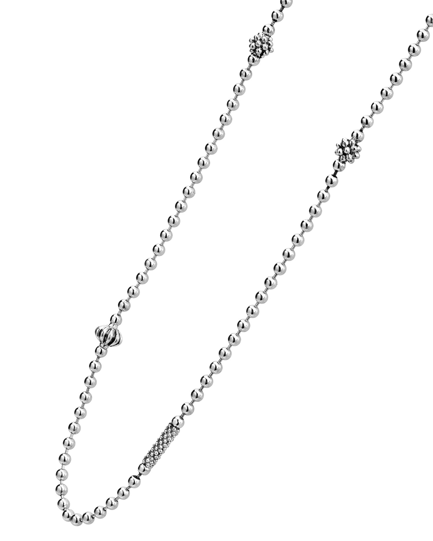 Sterling Silver Caviar Icon Necklace, 16"