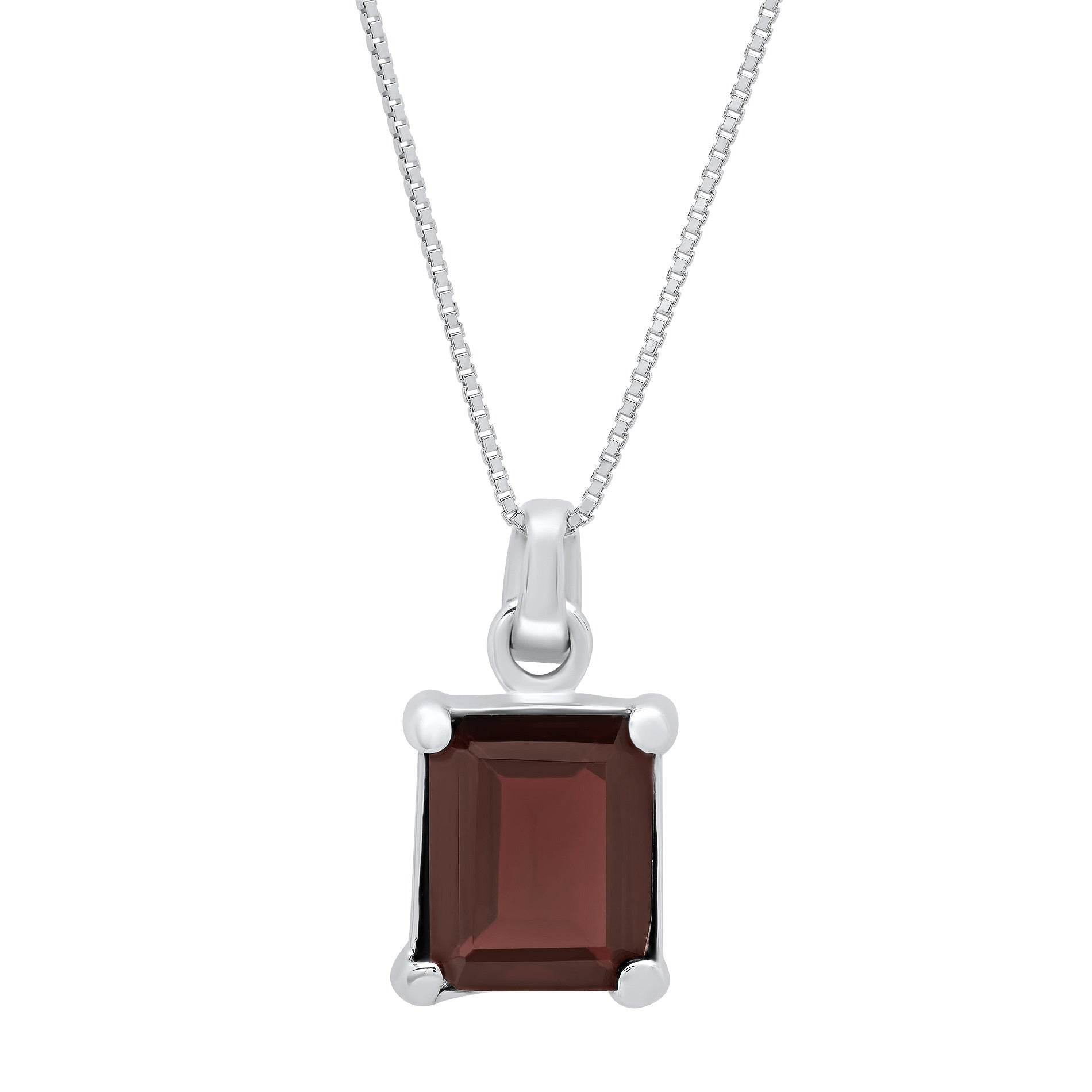 Sterling Silver 8x10 Emerald Cut Gemstone Pendant