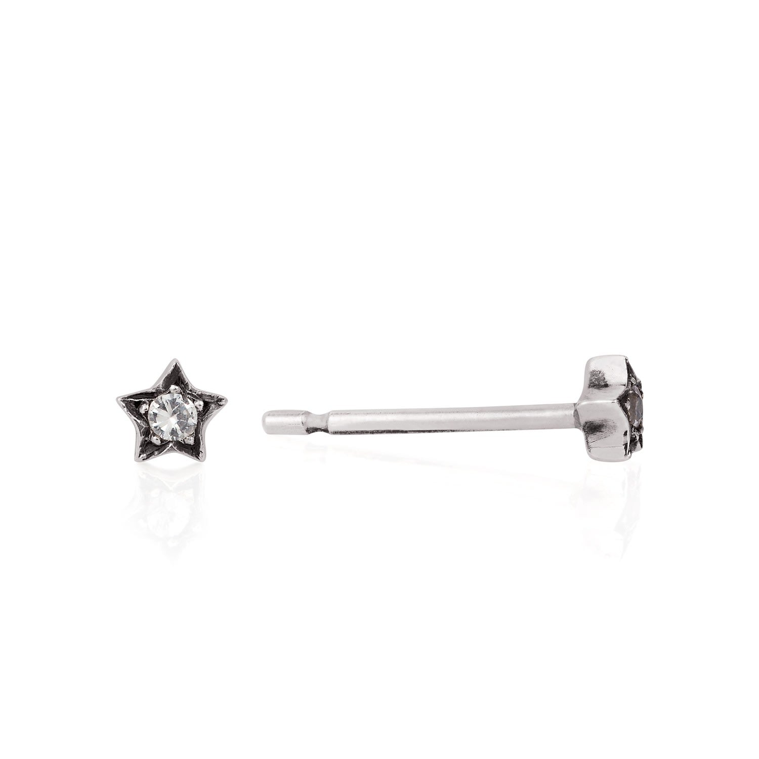 Diamond Star Earrings - Silver