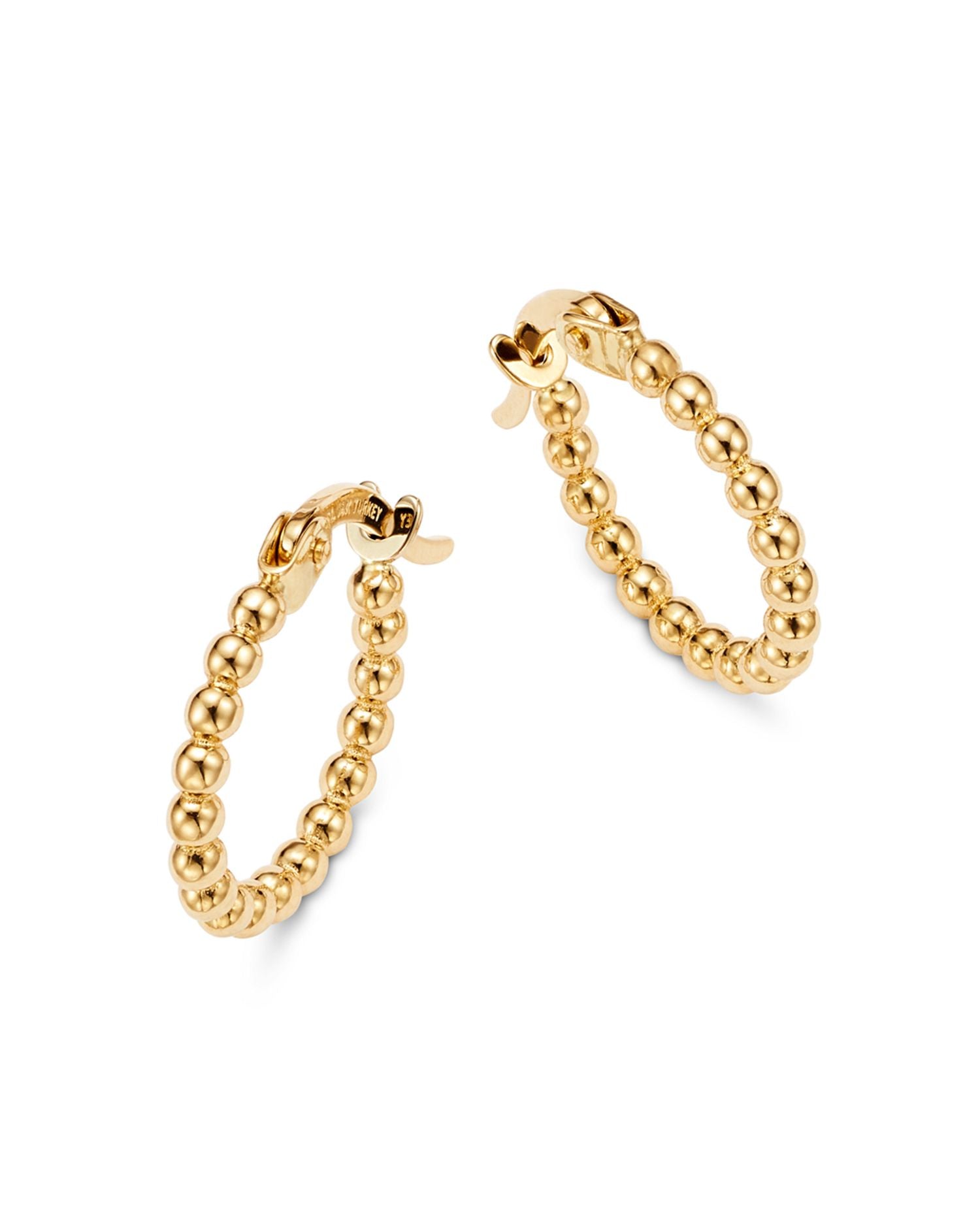 Beaded Hoop Earrings in 14K Yellow Gold - Exclusive