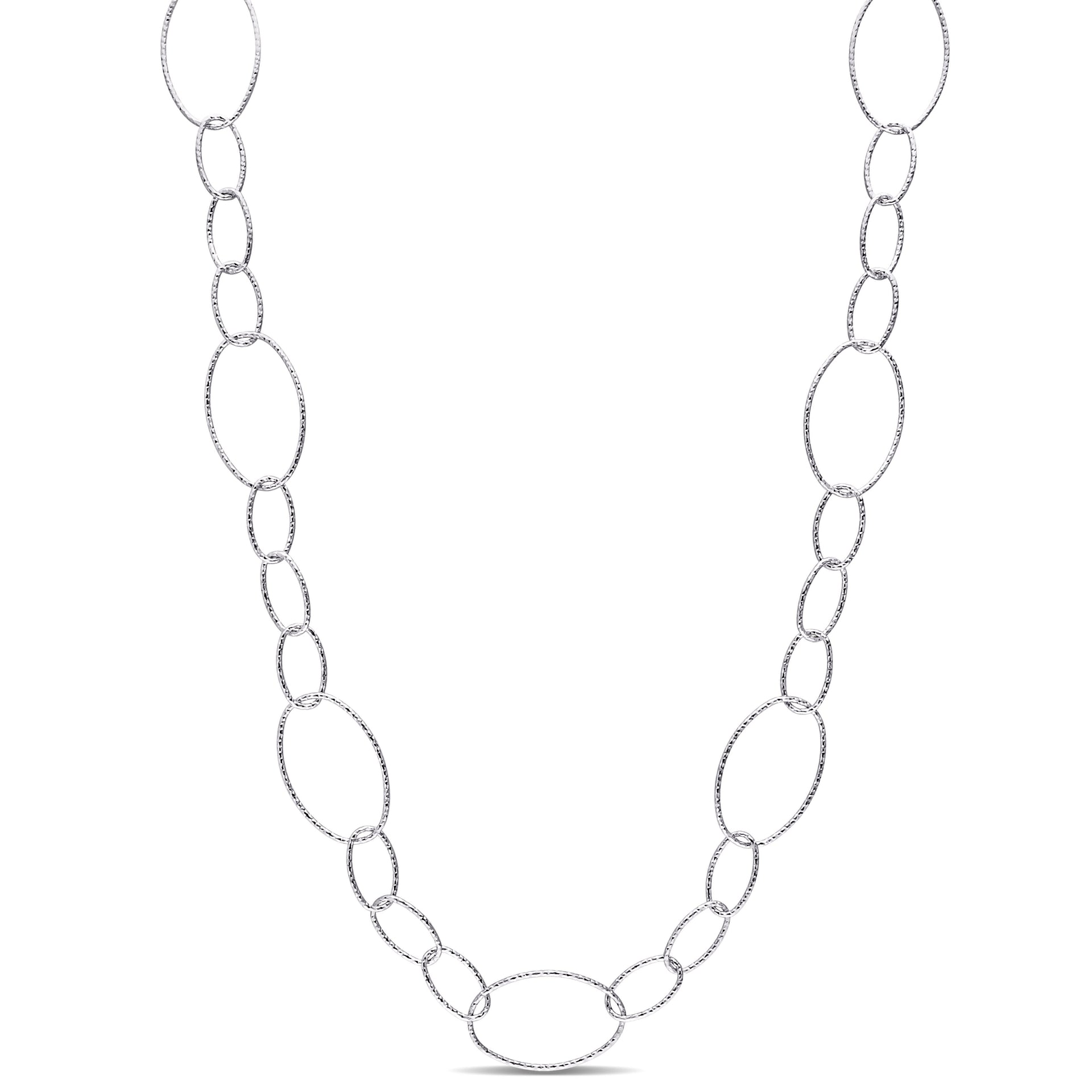 Mimi & Max 13mm Fancy Oval Link Chain Necklace in Sterling Silver - 30 in