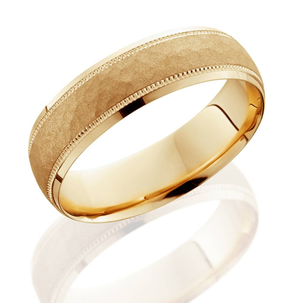 Hammered 6mm Wedding Band 10K Yellow Gold Size Selectable
