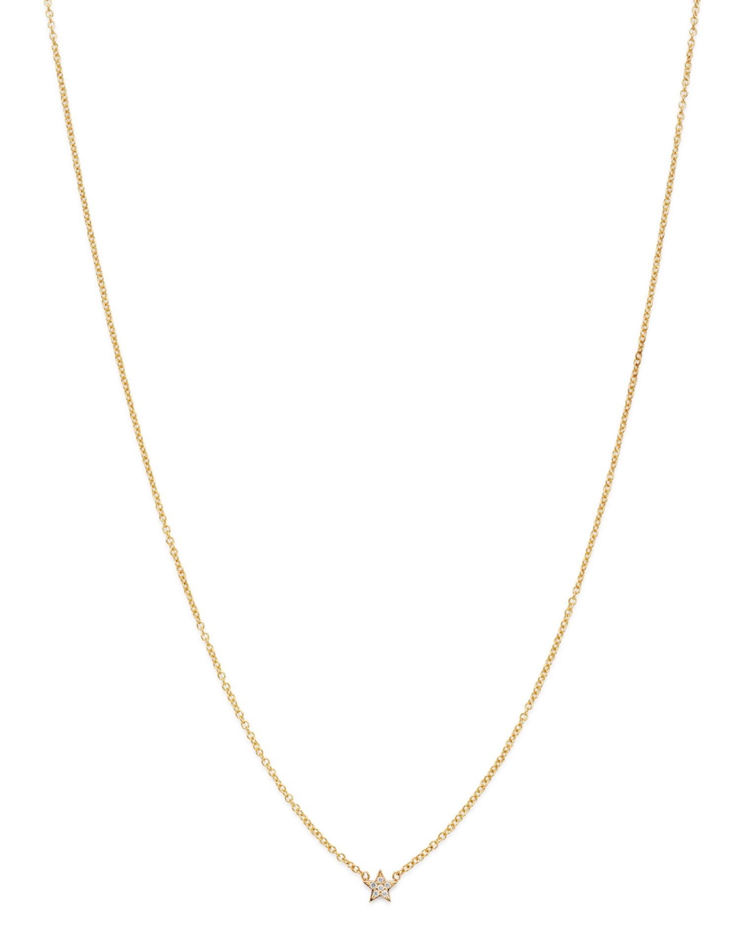 14K Yellow Gold Itty Bitty Diamond Star Pendant Necklace, 16'