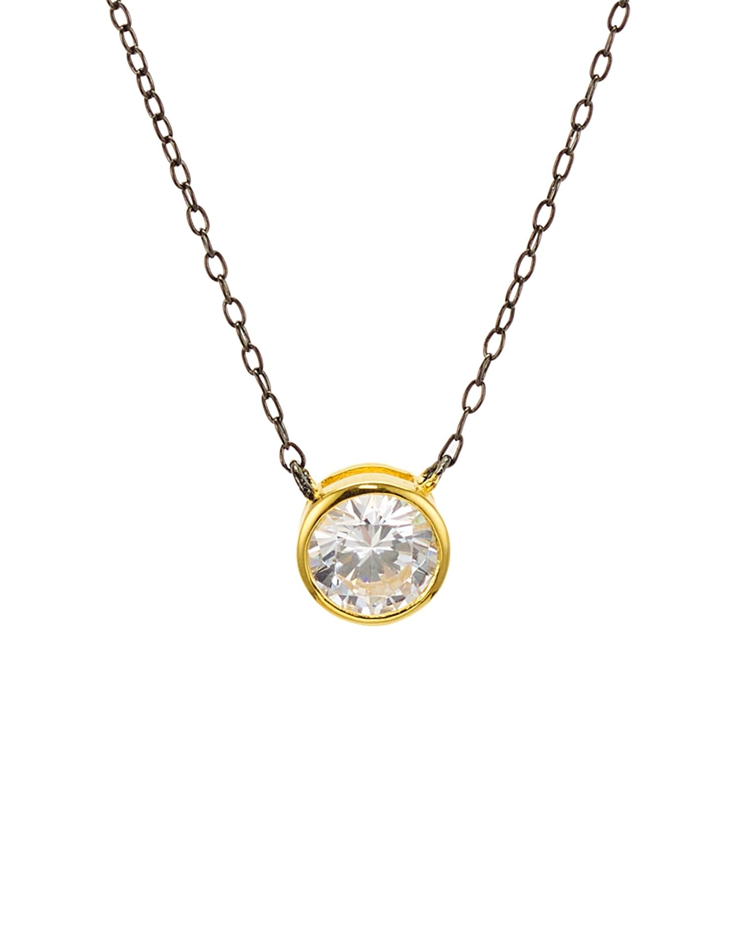 Bezel Pendant Necklace, 16'L