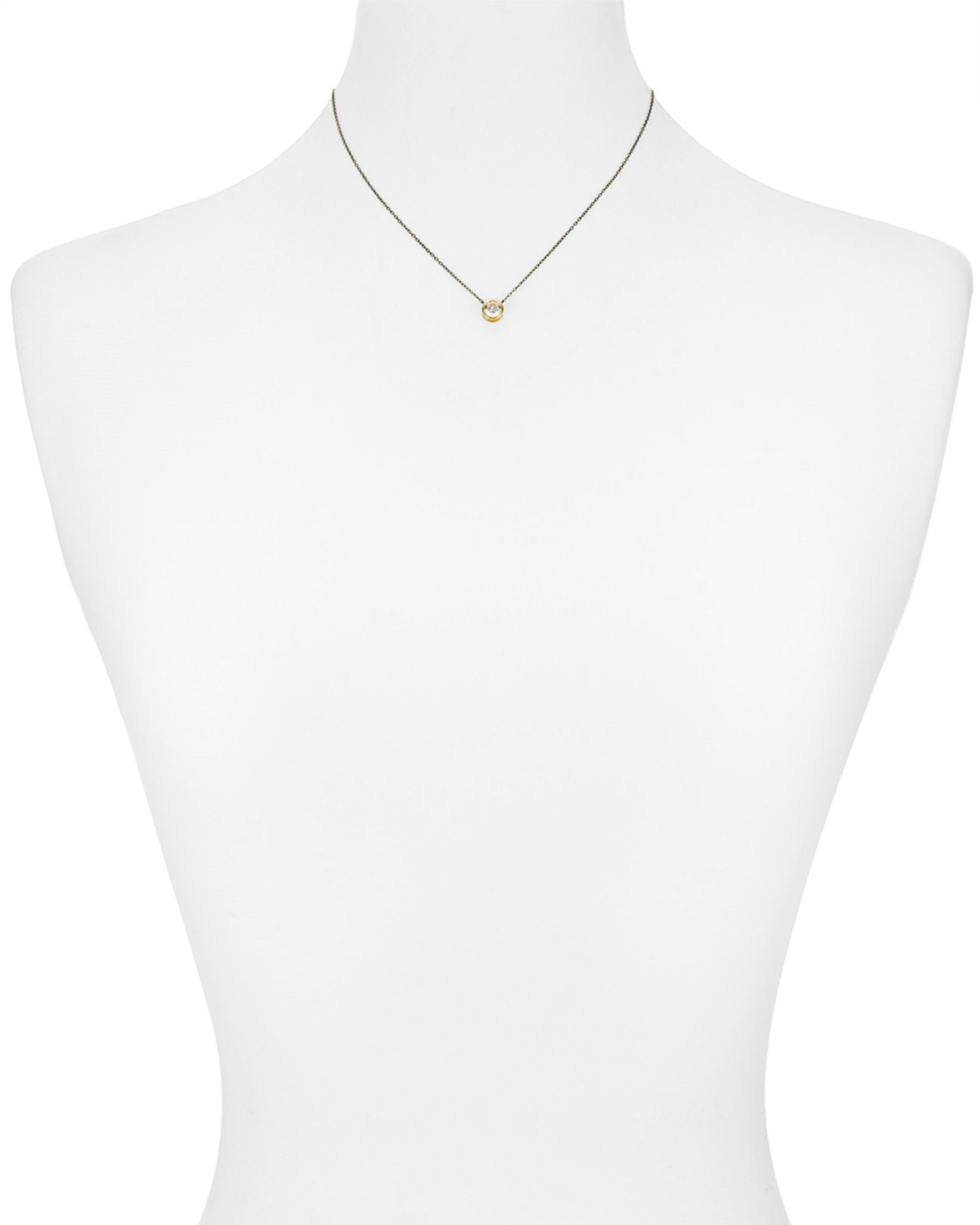 Bezel Pendant Necklace, 16'L