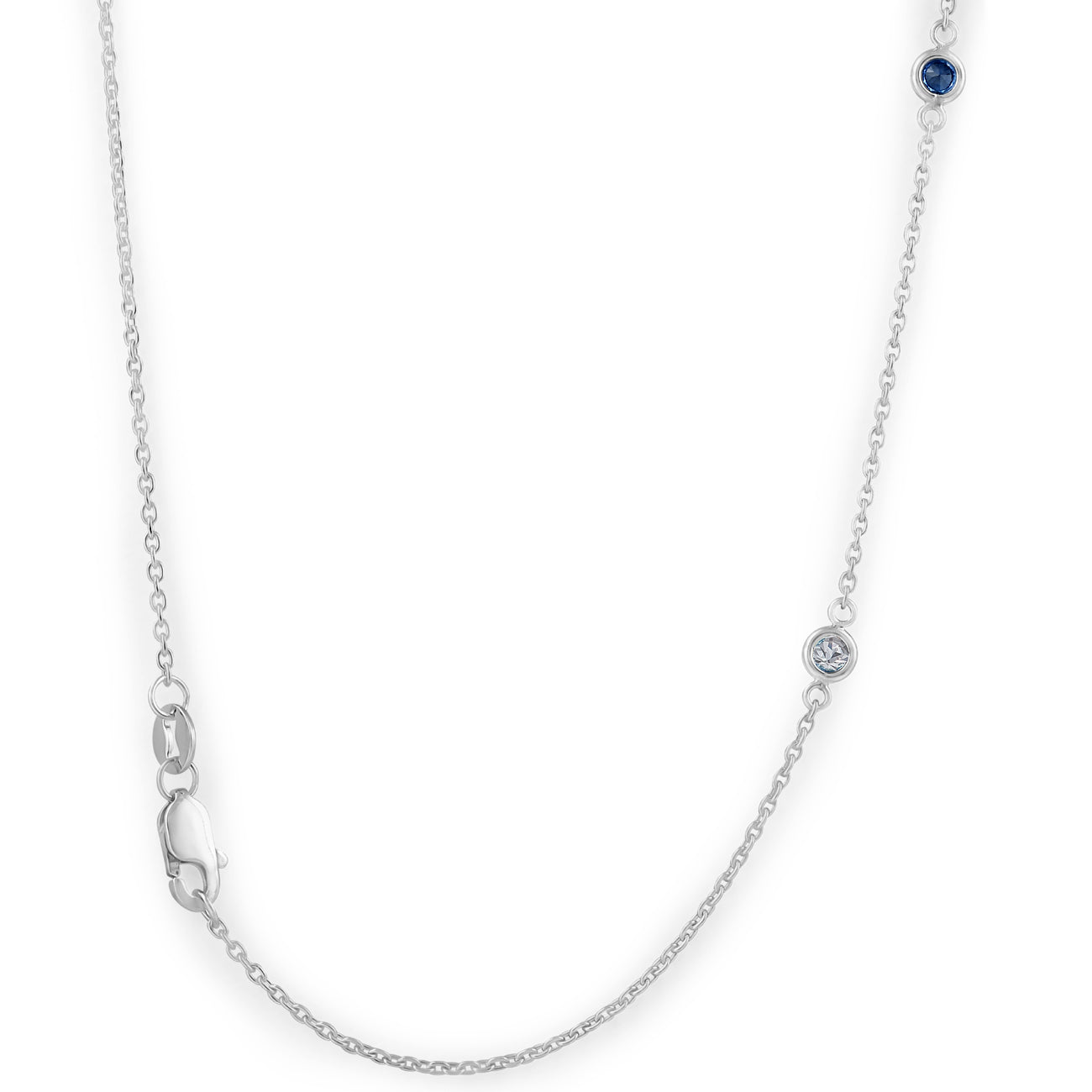 1/2 Ct tw Genuine Blue Sapphire & Diamond By The Inch 18' Necklace