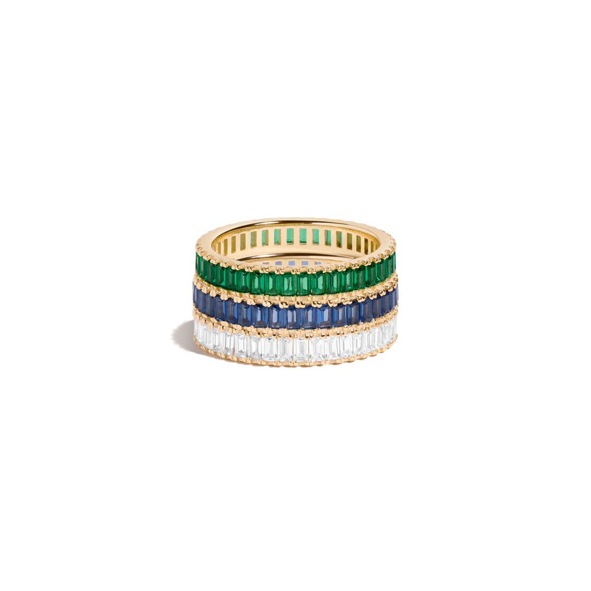 Gemstone Baguette Eternity Ring Stack