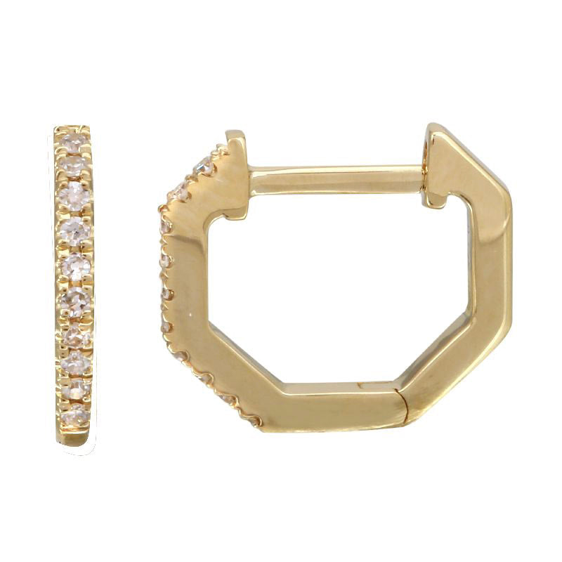Gold Diamond Octagon Earring