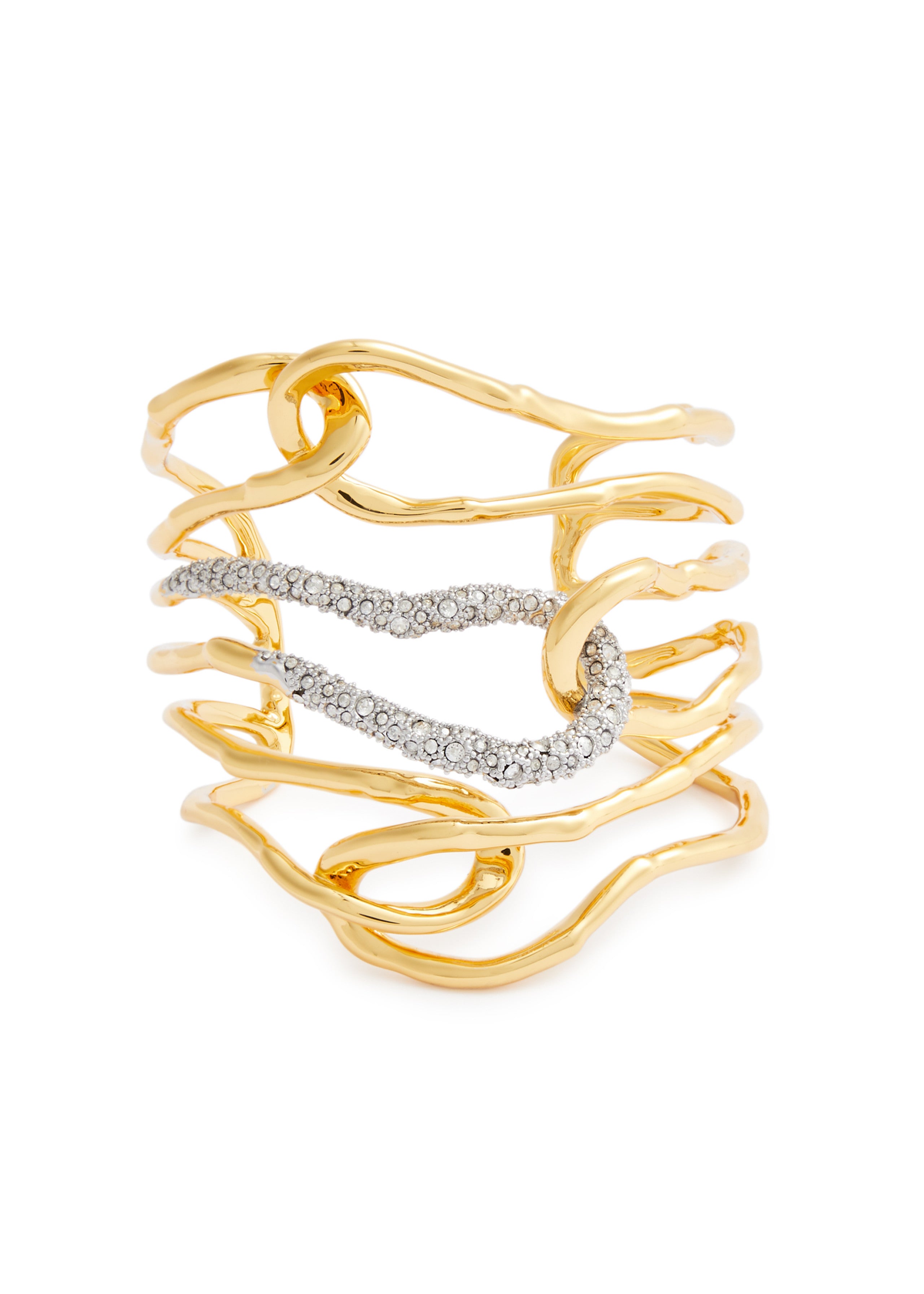 CuLLt (カルト) 　GOKOU BERET　GOLD Solanales Gold Crystal Wide Cuff Bracelet | Alexis Bittar