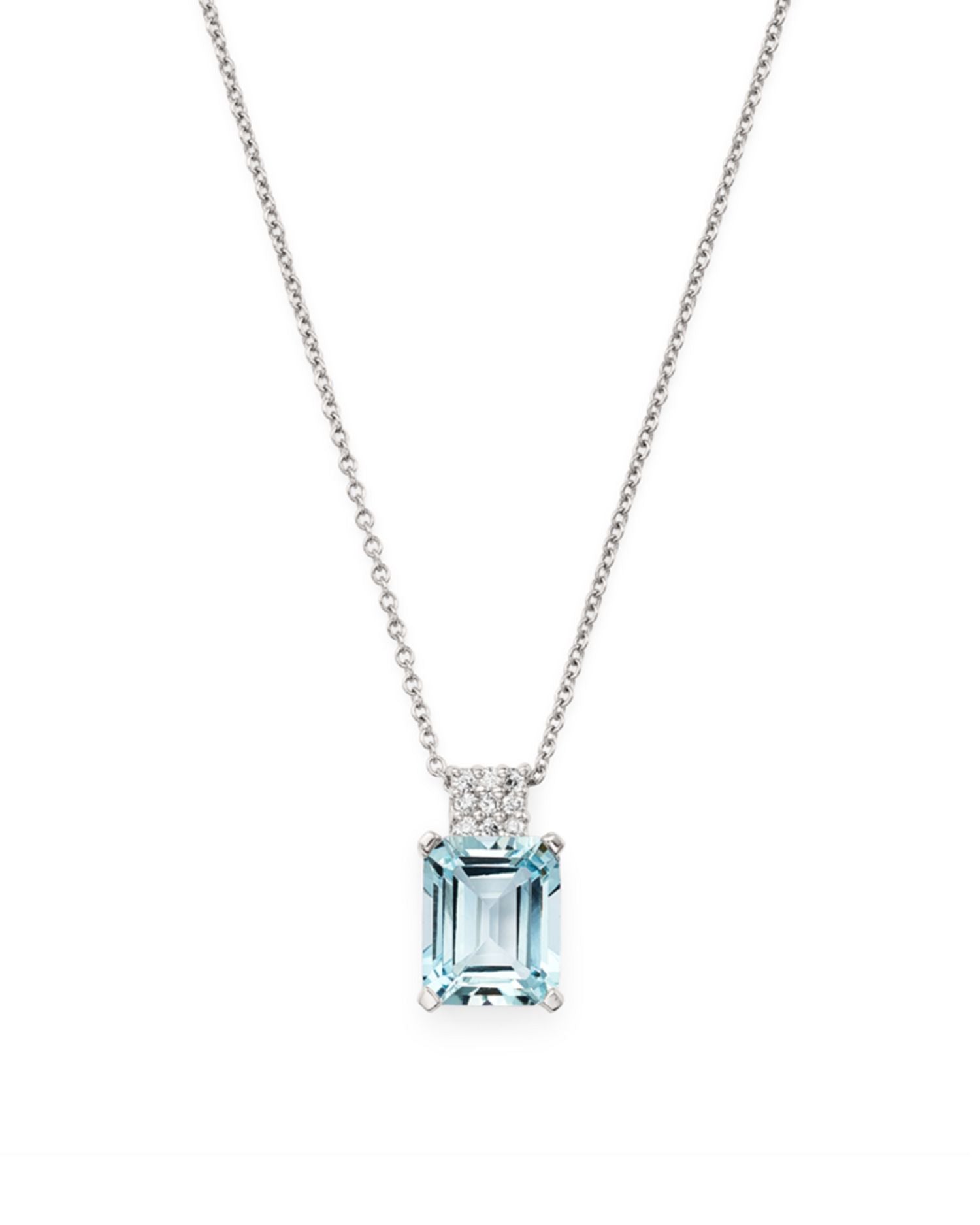 Aquamarine & Diamond Pendant Necklace in 14K White Gold, 16' - Exclusive