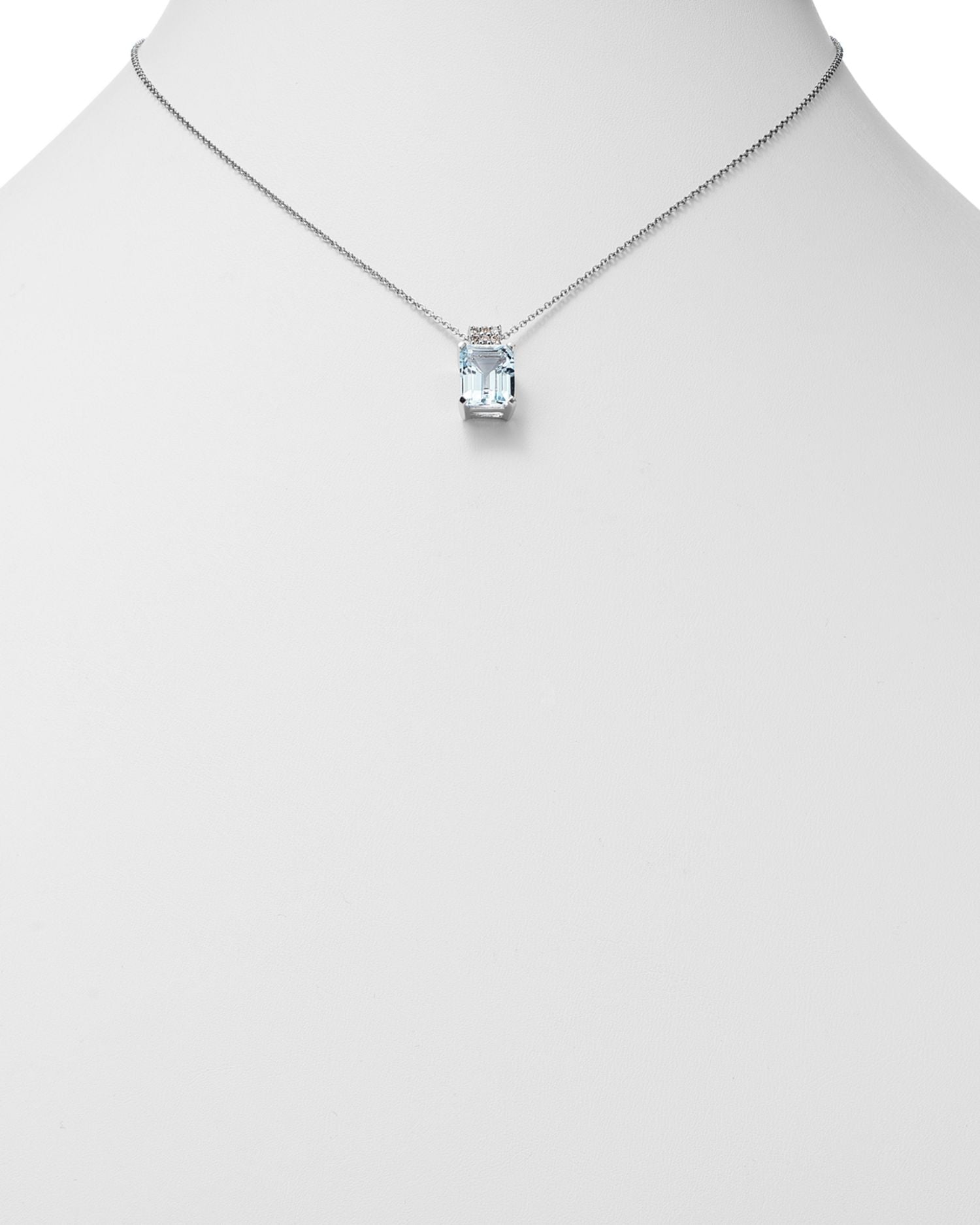 Aquamarine & Diamond Pendant Necklace in 14K White Gold, 16' - Exclusive