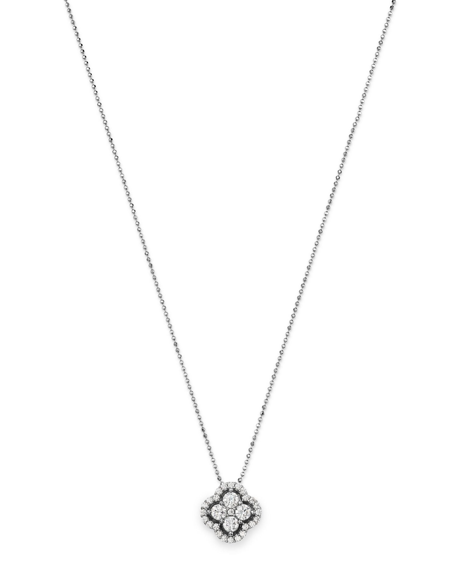 Diamond Cluster Pendant Necklace in 14K White Gold, .75 ct. t.w. - Exclusive