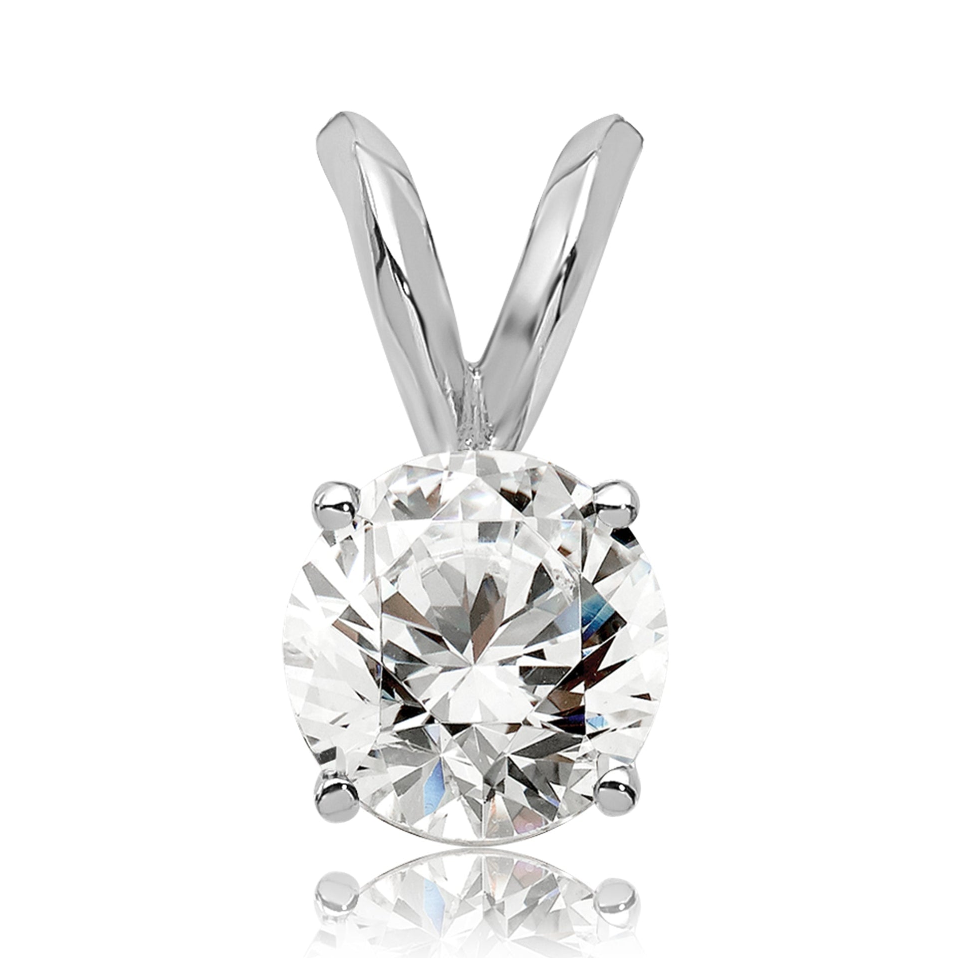 14k Gold Round Lab Grown Diamond Solitaire Pendant (0.5ct VS G-H)