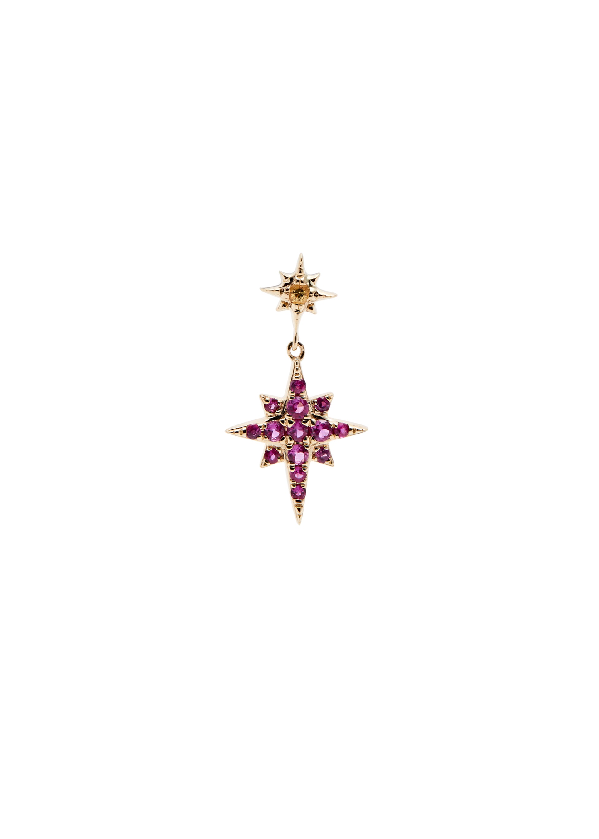 Sunset Star 14kt gold single drop earring